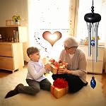 Small Wind Chimes for Outside,Mini Wind Chimes for Indoor,with Wind Catcher, Suitable as A Gift,Christmas Windchimes Indoors Gifts for Unisex (Black)