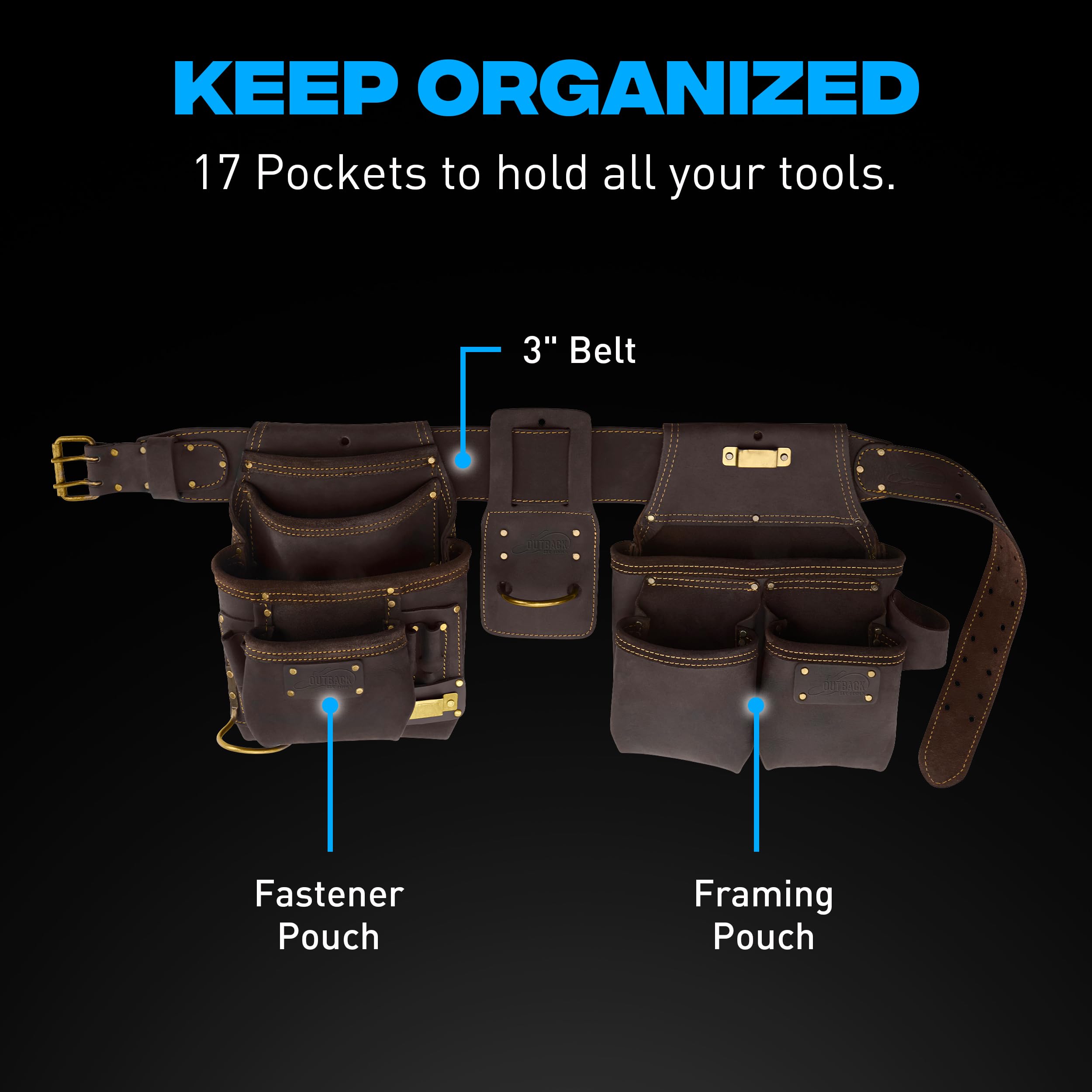 OX Pro Framer's Tool Rig - Cuero de grano superior curtido al aceite