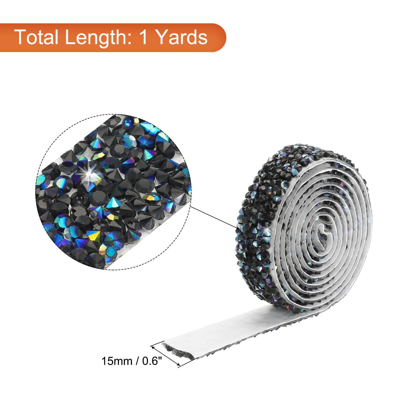 QUARKZMAN 1pz Nastro Di Strass In Resina 3 Iarde X 15mm Nastro