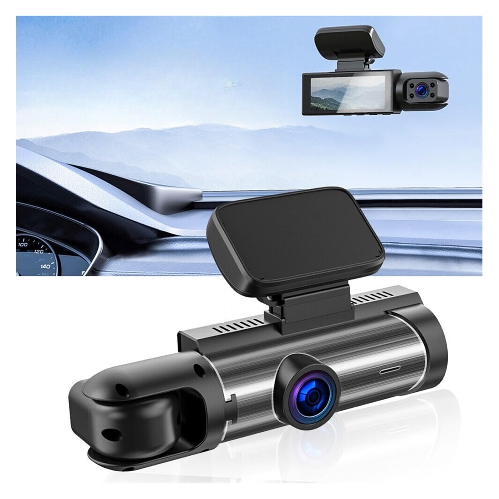 Dash CAM Grabadora de conducción de Doble Lente de 3,16 Pulgadas Cámara Frontal Interior Sensor G Visión Nocturna Gran Angular Coche Dvr