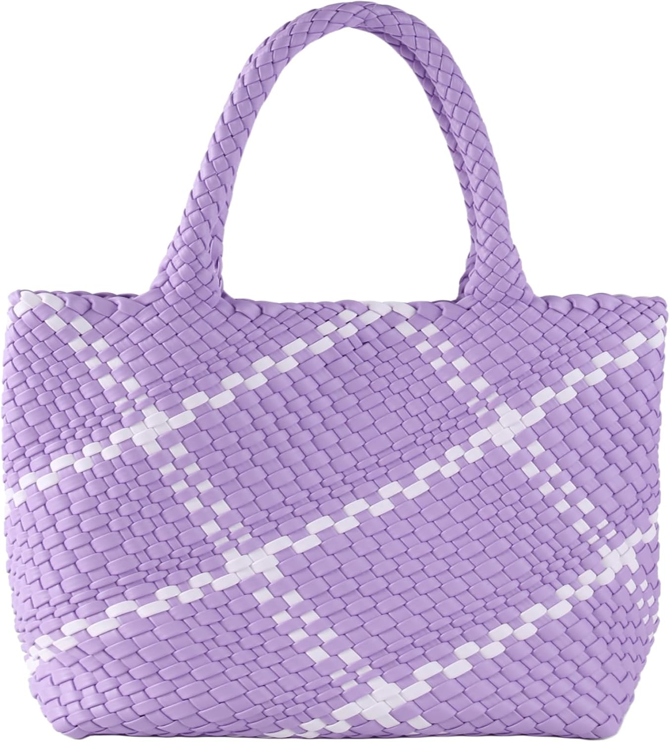 Woven Tote Bag for Women with Purse, Vegan Leather Handwoven Top Handle Handbag for Travel, Work, Gym