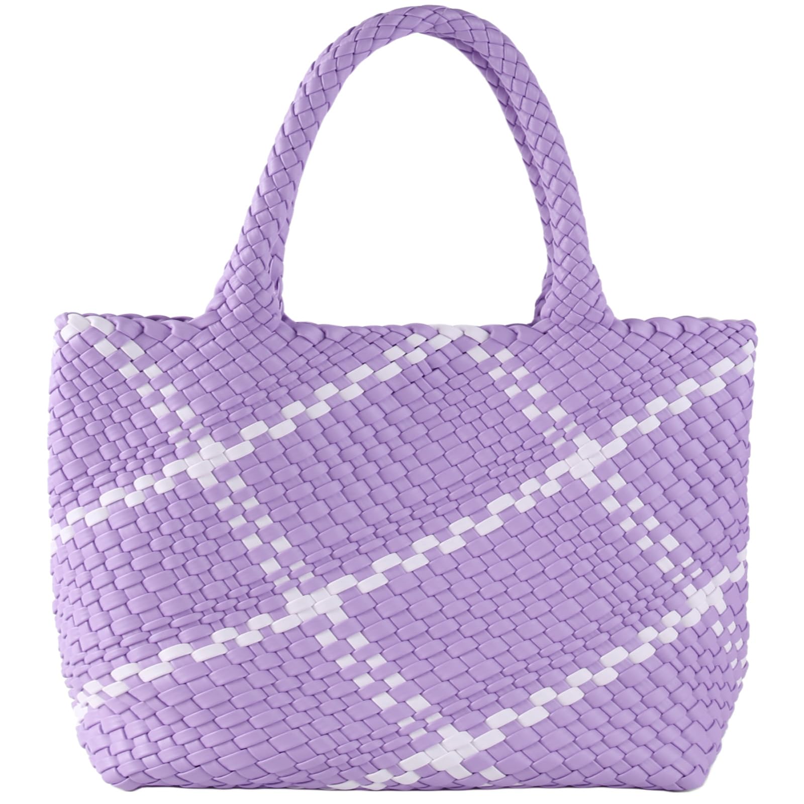 Woven Tote Bag for Women with Purse, Vegan Leather Handwoven Top Handle Handbag for Travel, Work, Gym