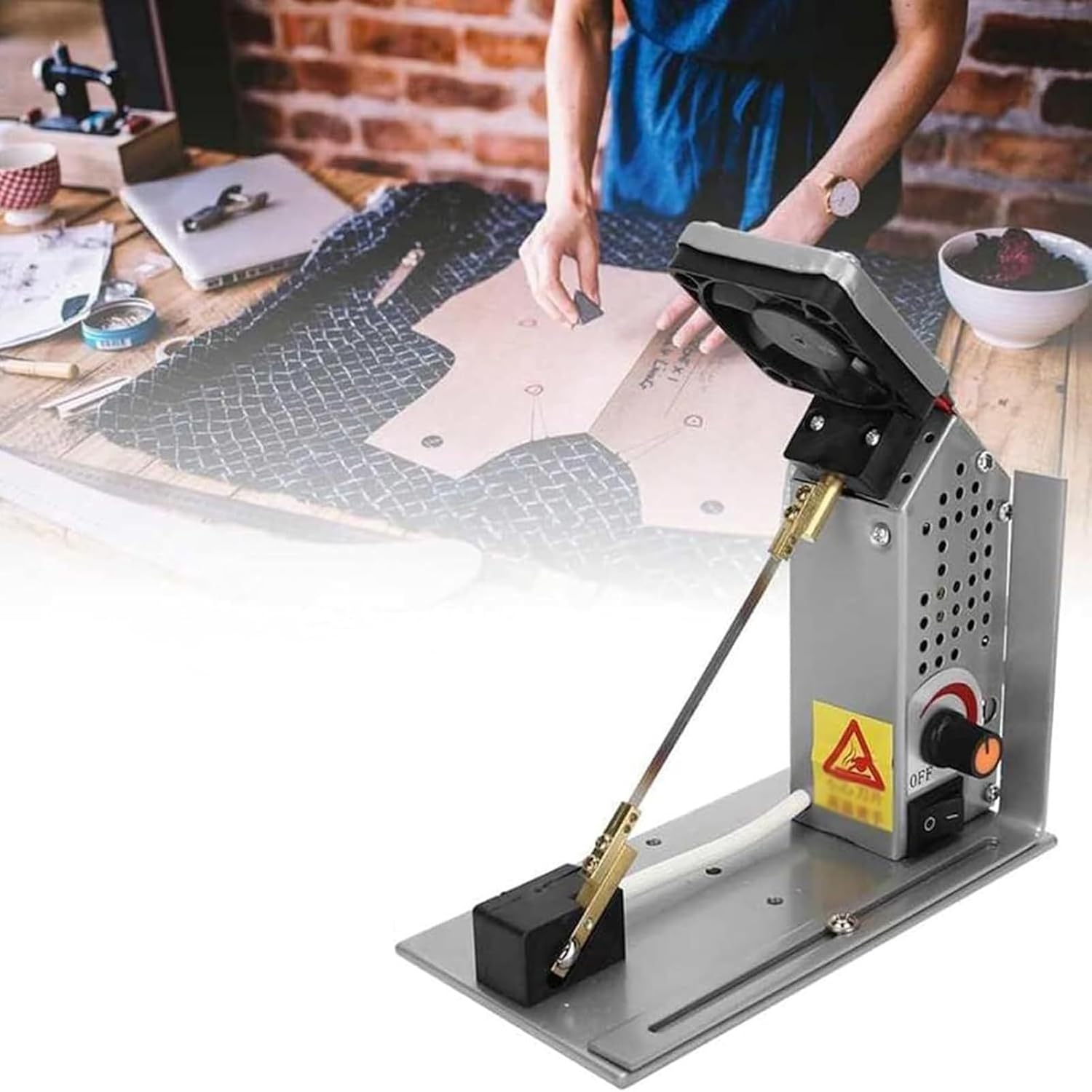 Electric Rope Belt Cutter with Exhaust Fan, 0-2000℃ Adjustable Temperature, Fast, Accurate and Clean Cutting Surface, for Lace Braid Ribbon Nylon Strap Fabric,