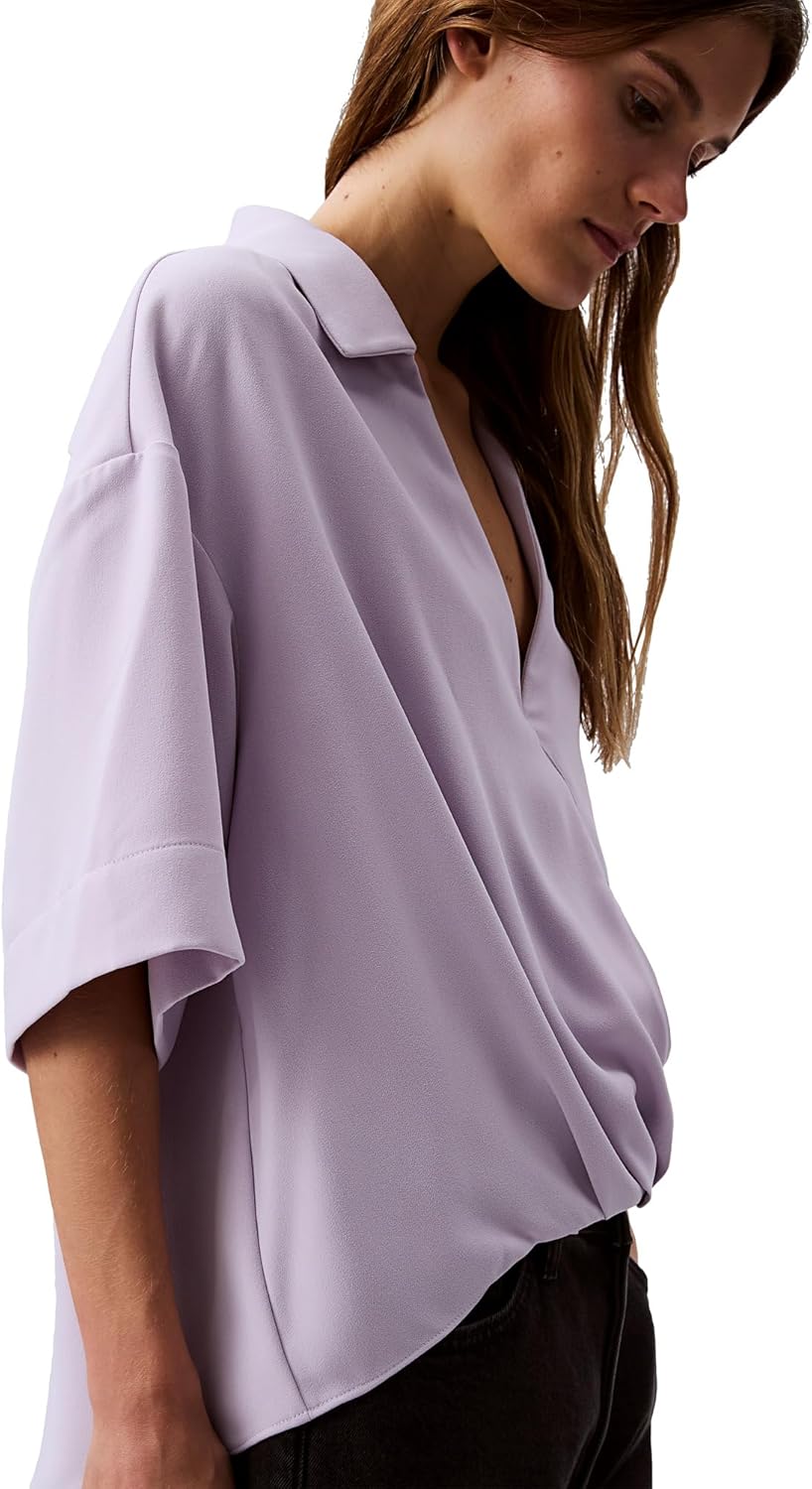 Calvin Klein Womens Crepe Printed Wrap Top - Image 4