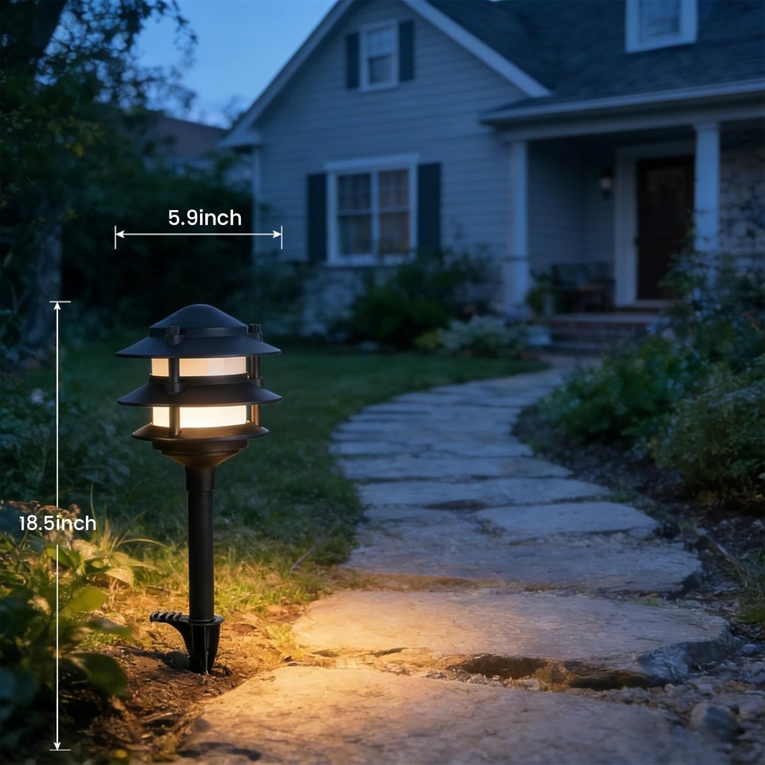 6 Pack Pathway Lights Outdoor, Metal IP44 Waterproof Bright Integrated LED Landscape Light for Walkway Garden Yard Patio Decoration, 3000K Warm White