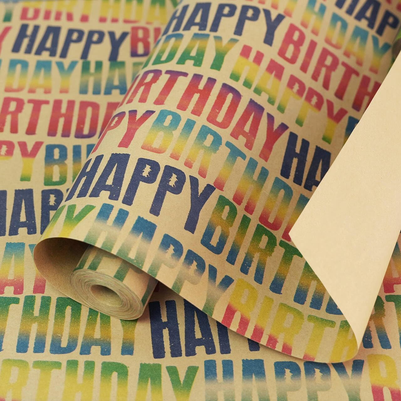 Geburtstags-Geschenkpapierrolle, buntes Kraft-Geschenkpapier, Jumbo-Rolle, buntes Happy Birthday-Geschenkpapier-Set, Geschenkpapier für Jungen, Männer, Frauen, Mädchen, Geburtstag, 43,2 x 1,598 cm