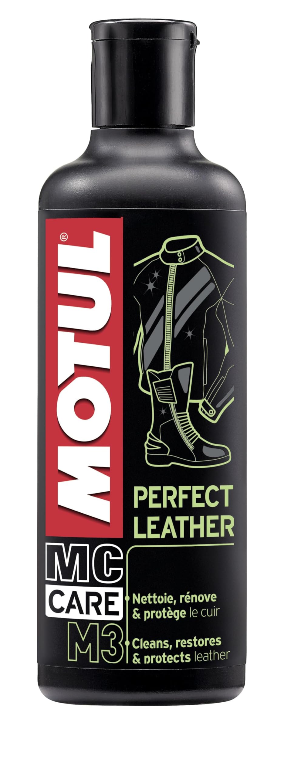 Motul - Crema Detergente per Pelle e Attrezzatura per Motociclisti - Adatta a Tutti i Tipi di Pelle - Nutre, Ravviva, Protegge e Impermeabilizza - MC Care Perfect Leather M3-250 ml