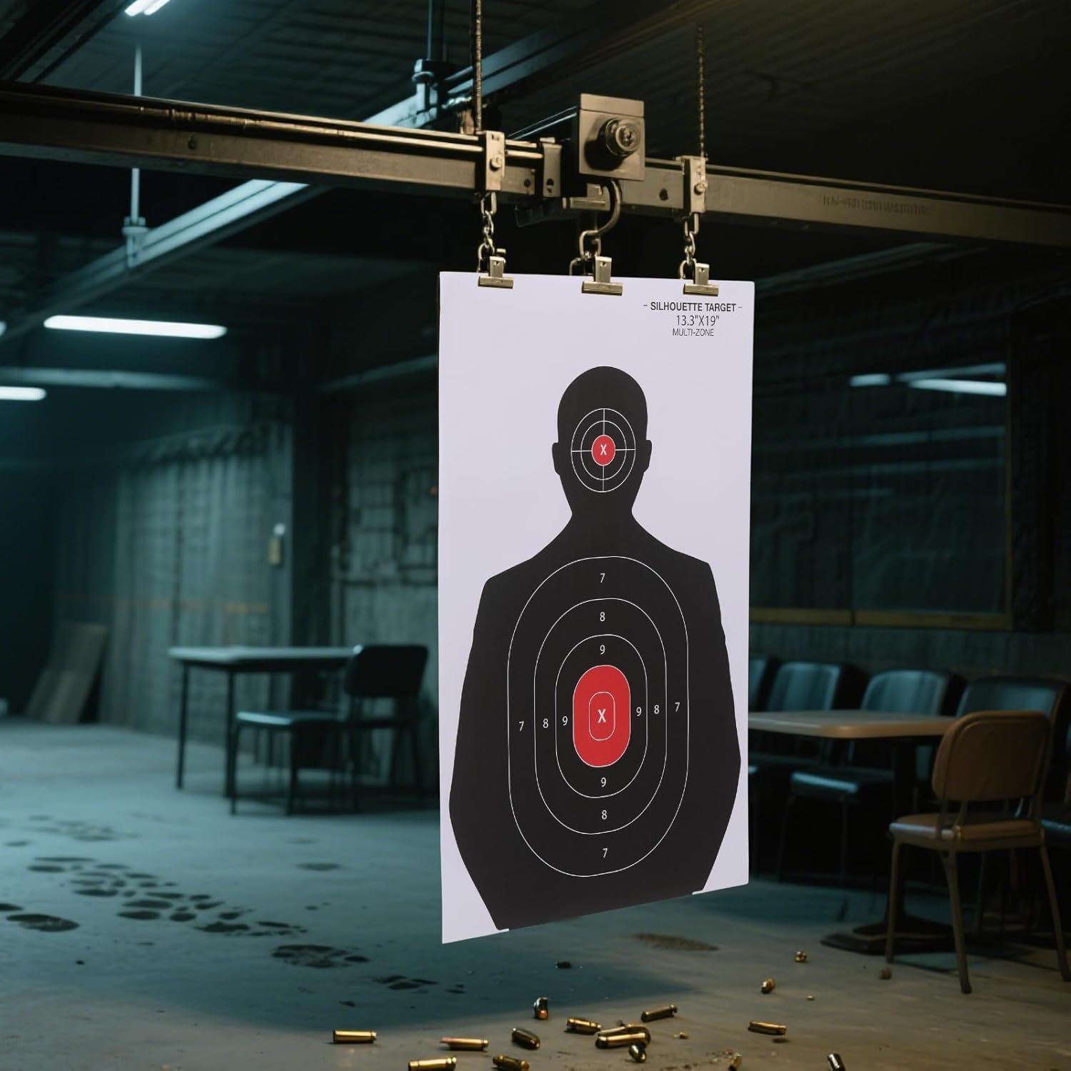Paper Shooting Targets 14x22 Inch -Large Silhouette Target with Red Bullseye for Gun Range, Hunting Practice - Bulk Pistol & Rifle Targets for Handguns, Airguns, Pellet/BB Guns