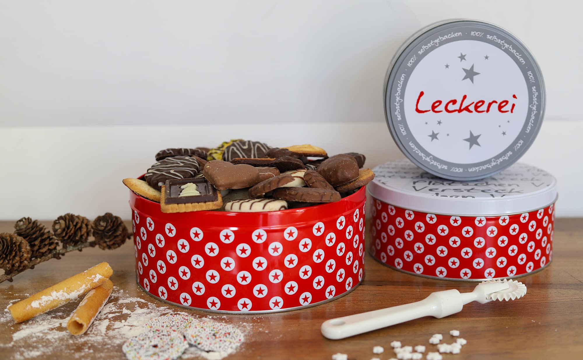 Boîtes à Biscuits De Noël En Métal - Lot De 3 Tailles, Design Festif Rouge, Rangement Hermétique, Idée Cadeau