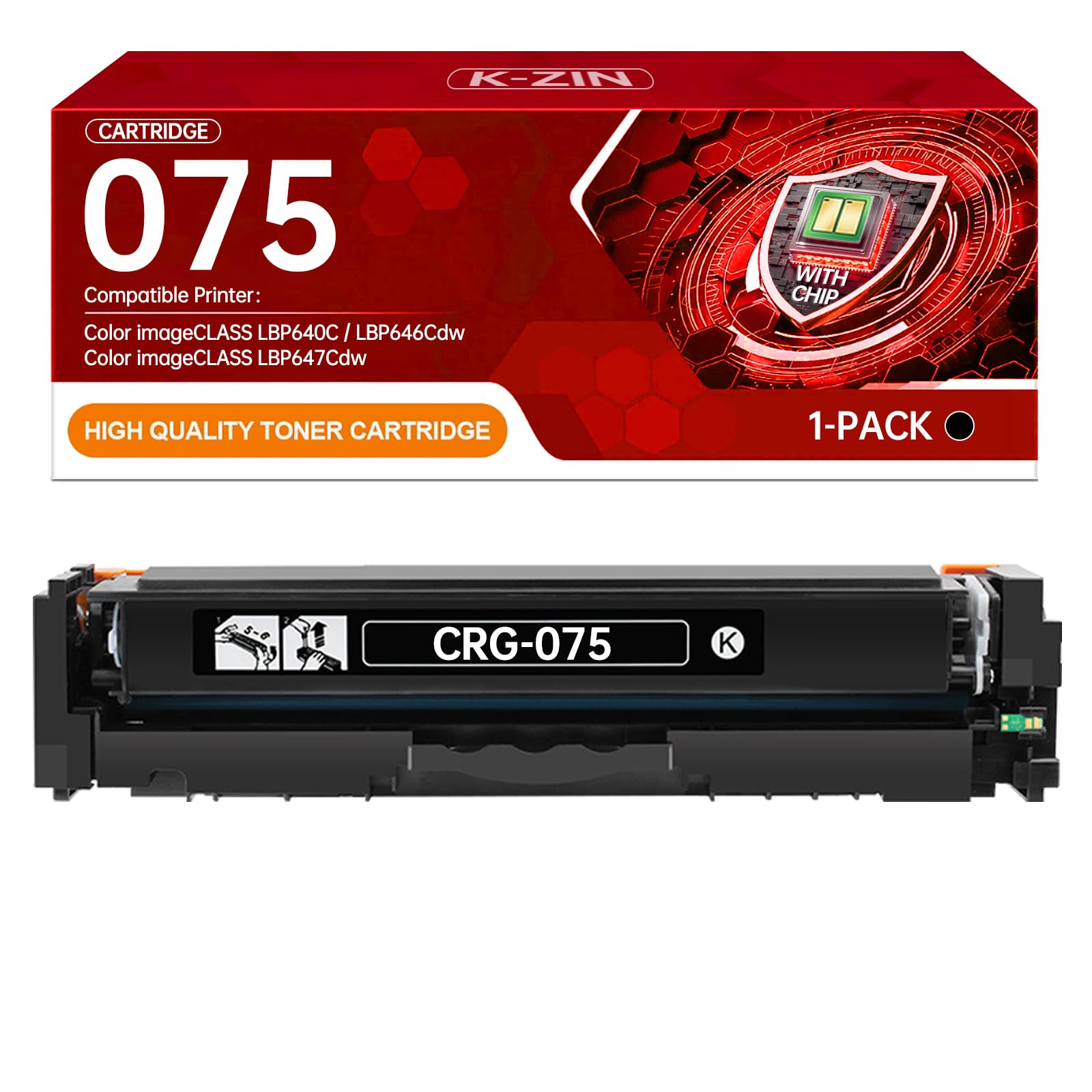 Amazon.com: K-ZIN 075 CRG-075 LBP646Cdw Black Toner Cartridges