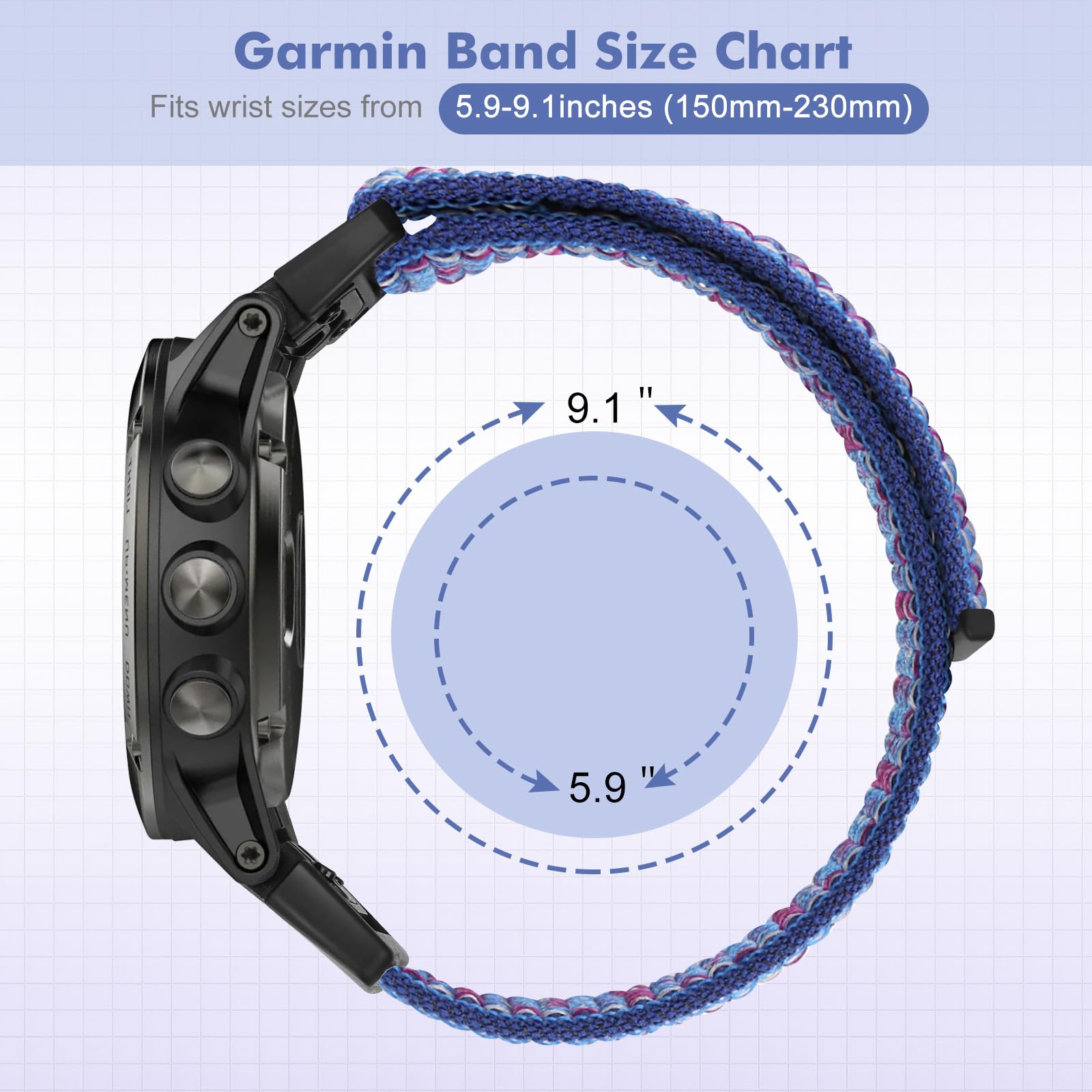 BTTNG 22mm Watch Strap Compatible with Garmin Fenix 8 47mm/7/7 Pro/6/6 Pro/5 Plus - Image 4