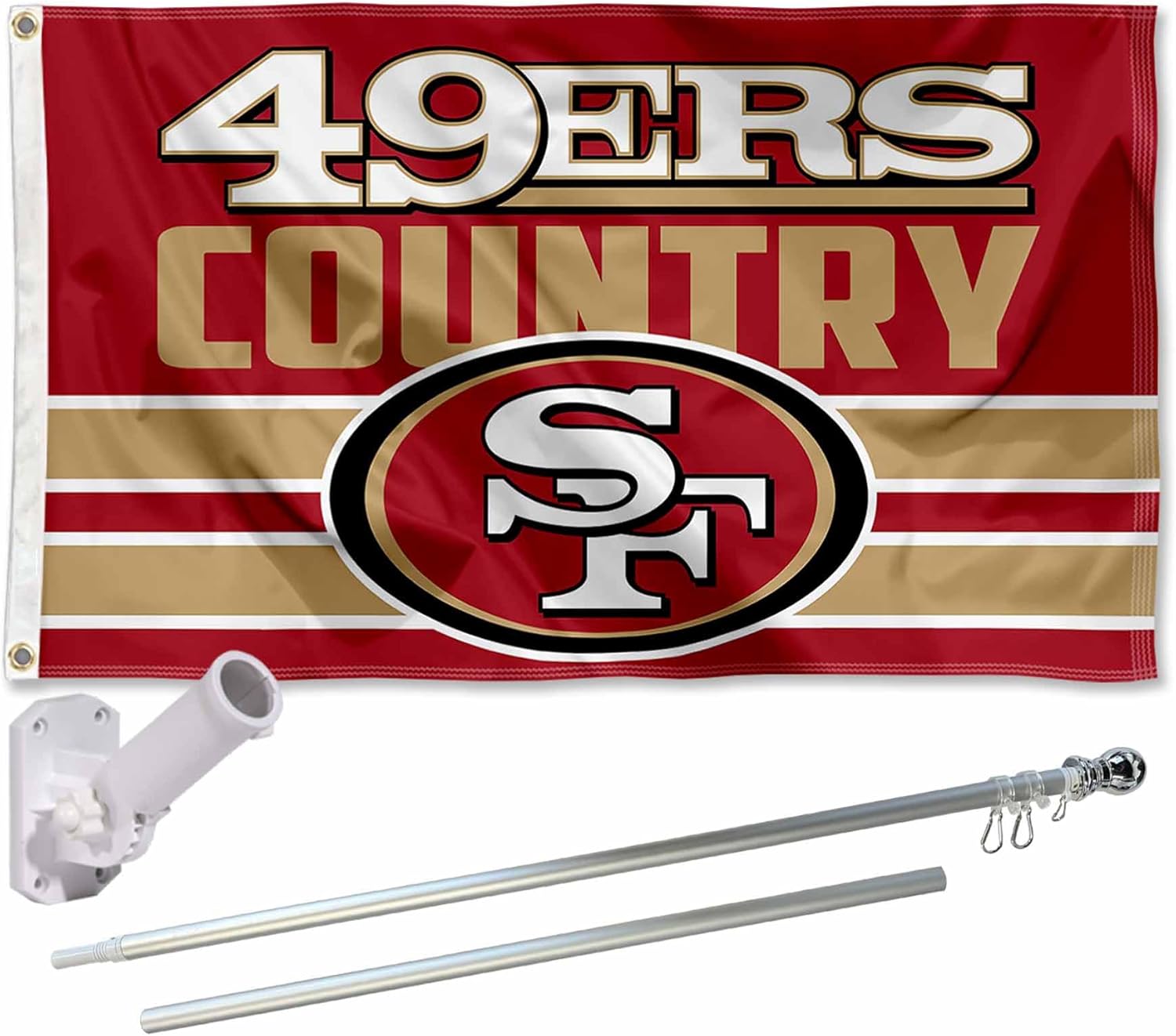San Francisco 49ers Country Flag Pole and Bracket Mount Kit