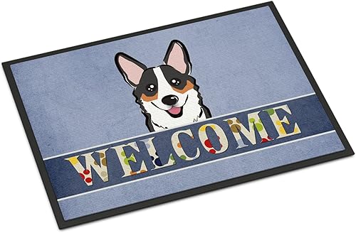 Miniatura 57 de Caroline's Treasures BB1449JMAT - Tapete de bienvenida de carlino negro, 24 x 36 pulgadas, tapete azul para puerta delantera, para interiores