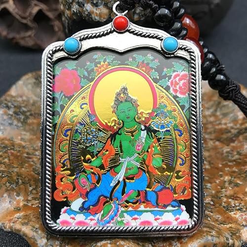 SDYdsgE Buddha pendant, Tibetan hand-painted thangka Nepal Buddhism Pendant Necklaces silver Amulet Chinese Style Maitreya Necklace Buddha brand