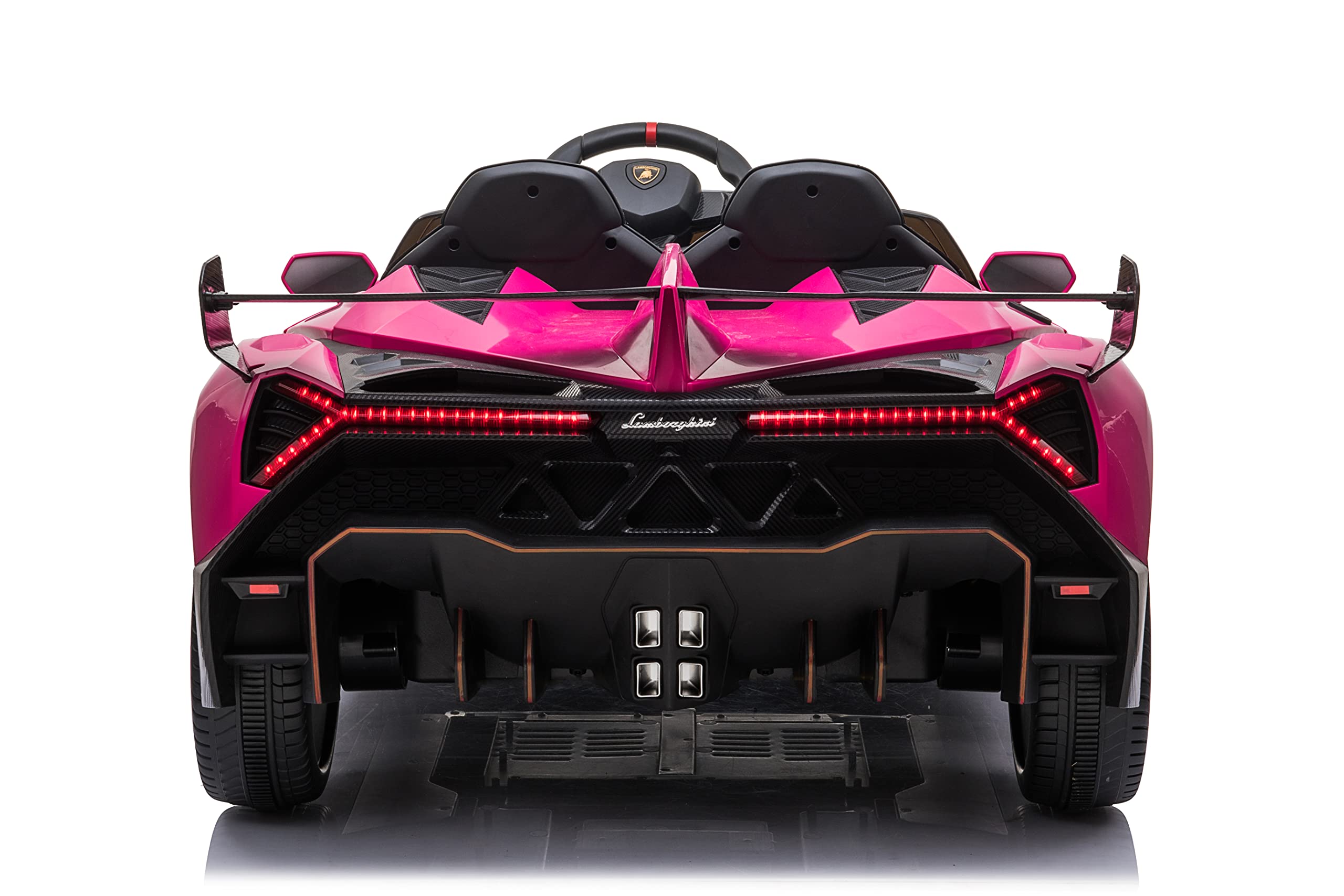FINOOS Voiture électrique pour Enfants Lambo Veneno 24V 2 Places, 4X4, Siège Cuir, Roues Gomme avec Télécommande 2,4 GHz 1 à 7 Ans (Rose)