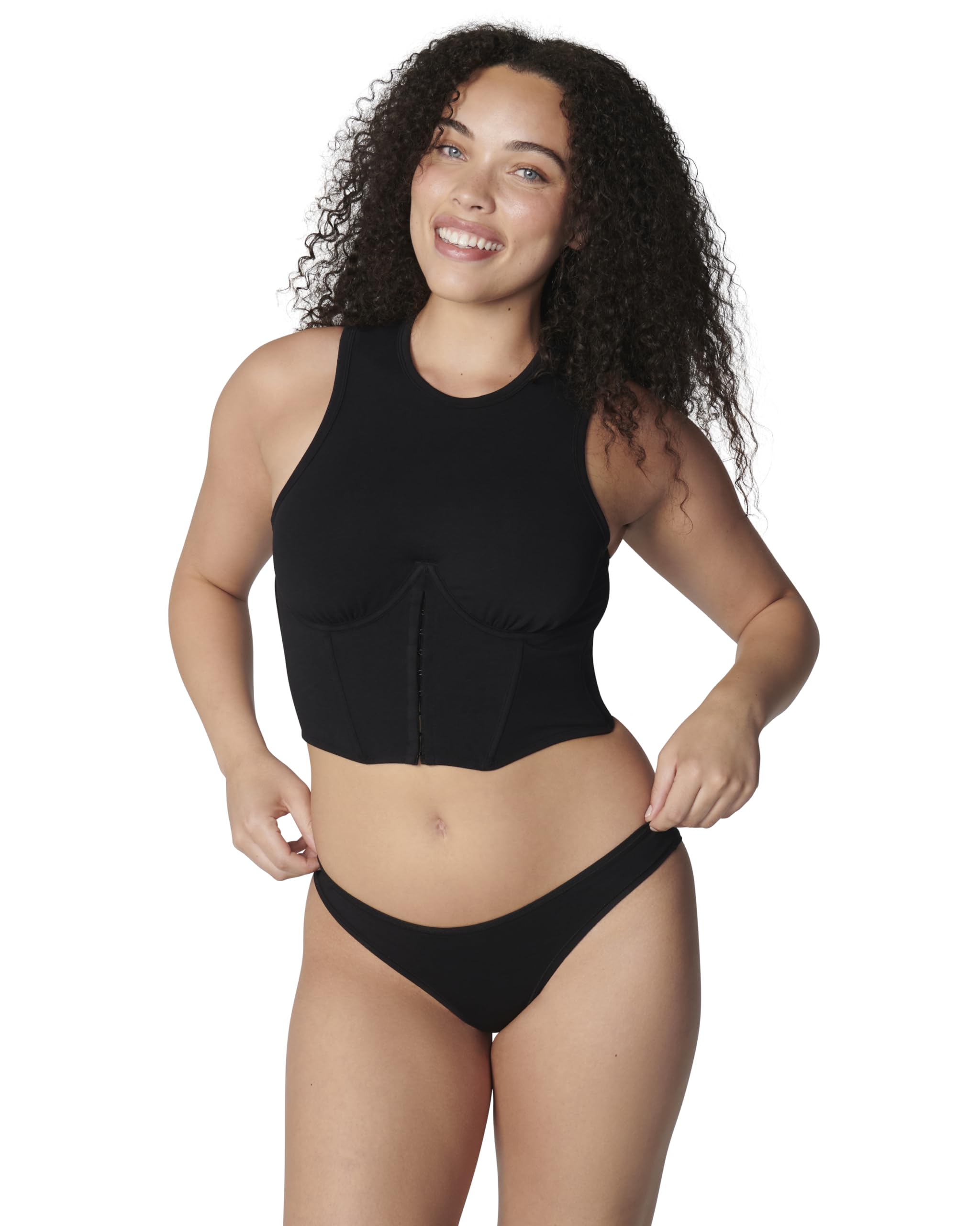 florence by mills Women's Softie Cotton Cheeky Underwear, Black, M