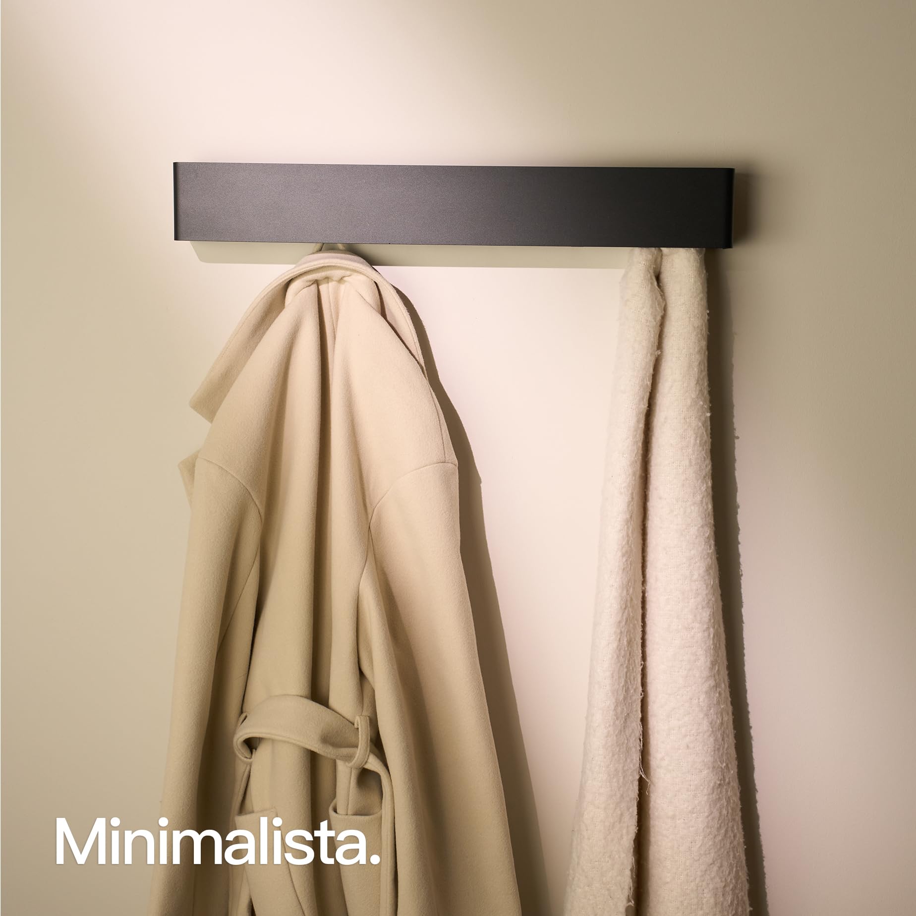 Design Amburgo Appendiabiti da parete design I Attaccapanni da muro I Appendiabiti ingresso I Accessori d'ingresso da parete I Appendi abiti per muro con ganci nascosti in metallo | Nero 57 cm