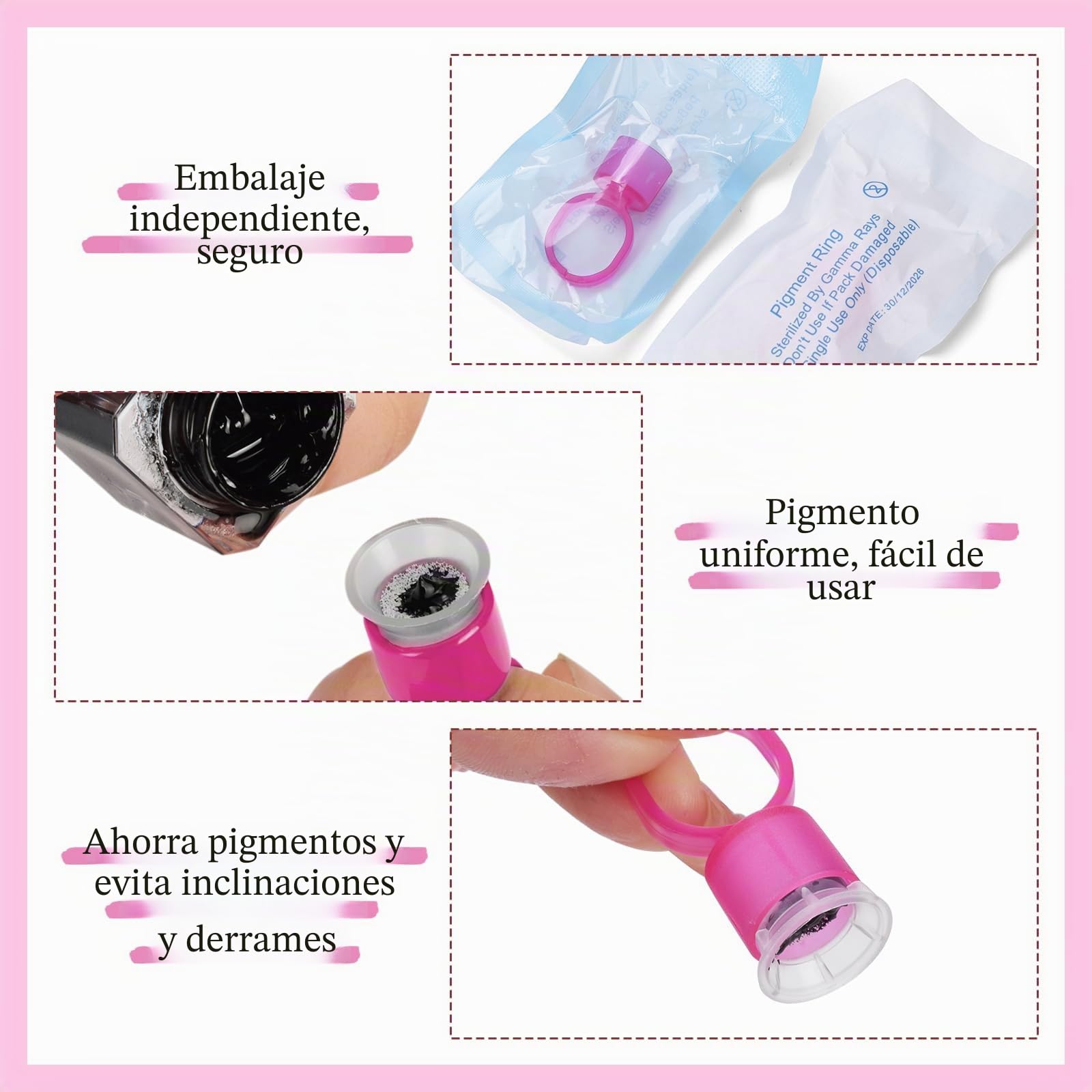 ATOMUS Juego de microblading, rosa, juego completo de lápiz semipermanente, herramienta para tatuaje profesional, cejas, lápiz manual, 18U, 3RL, microhojas para cejas, accesorios de tatuaje