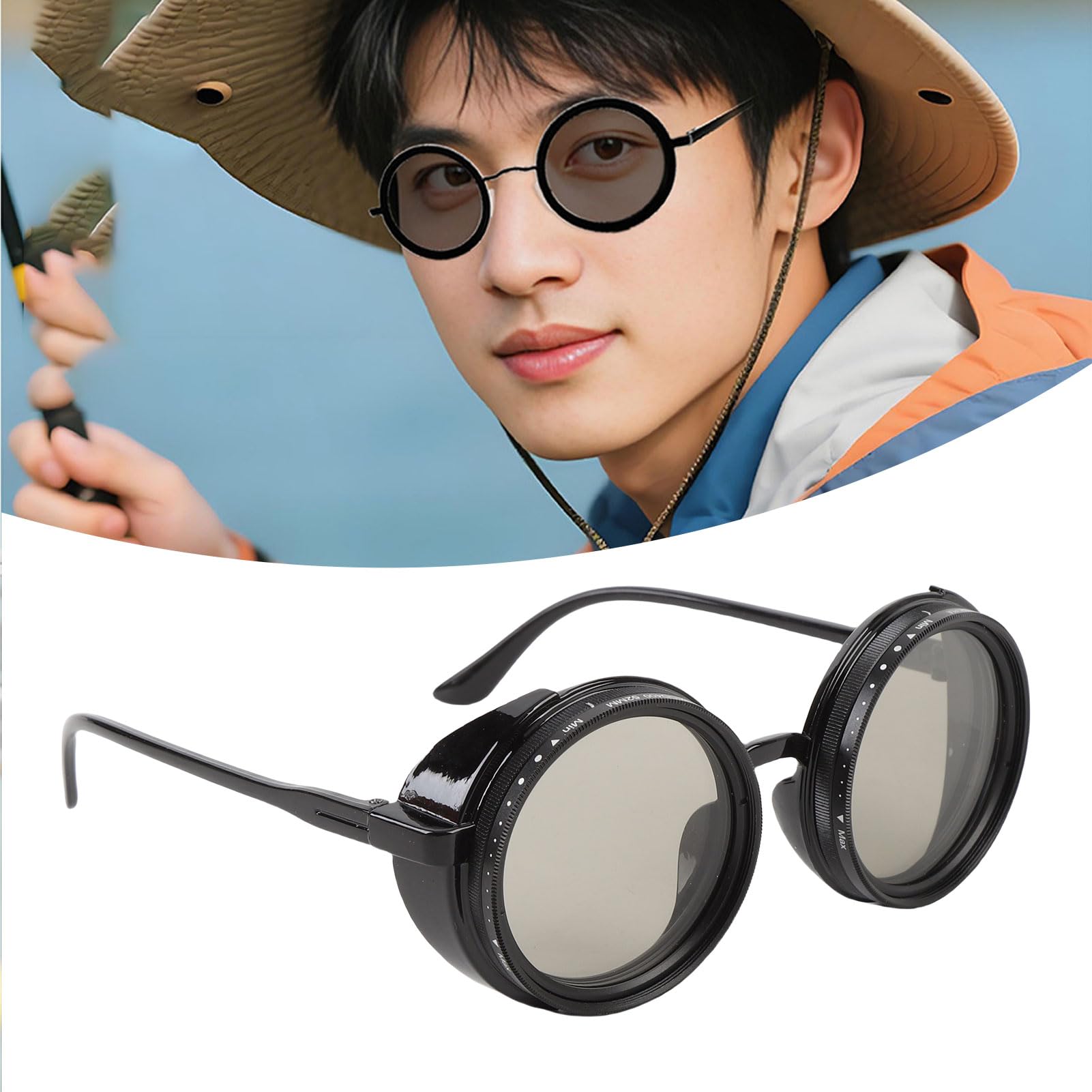 ND2-400 Filterlinse Sonnenbrille Verstellbares Licht Reduziert, Komfort und Stil für Männer und Frauen, Prämienqualität mit Ergonomischem Design, Runde Form Sonnenbrille Zum Angeln, Fahren,