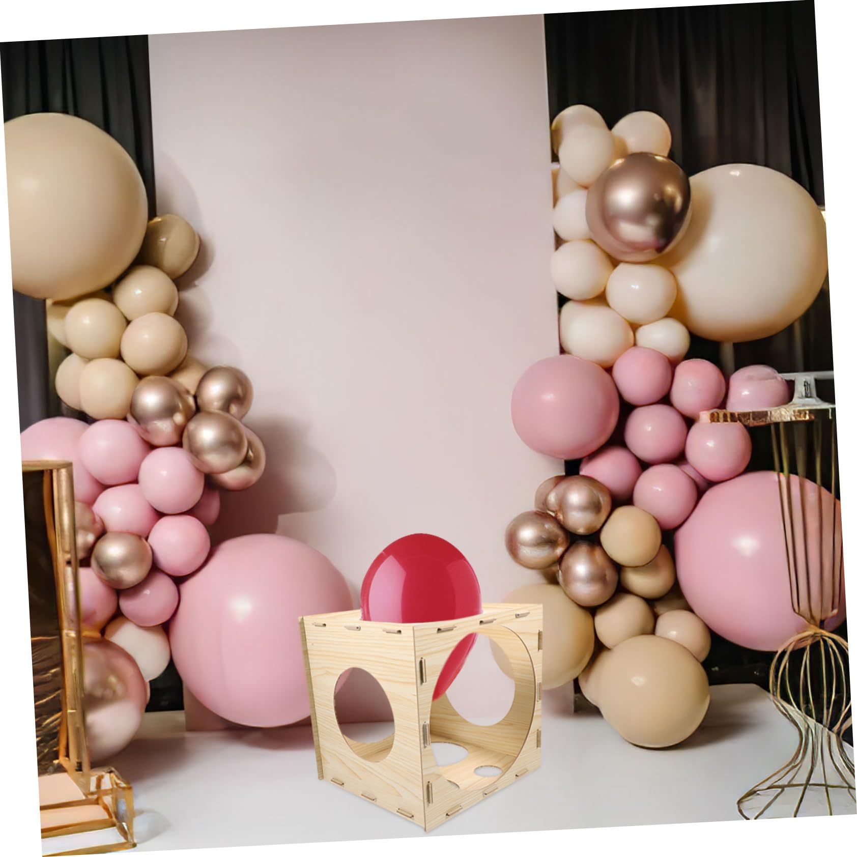 Cubo y Medidor 9 Beige de Globos de Madera Orificios Marcador