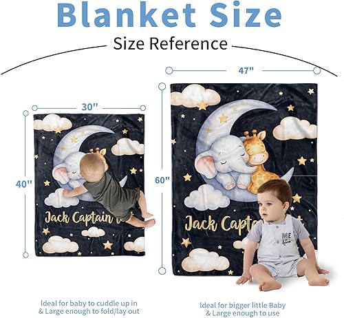 Miniatura 4 de Manta de bebé personalizada para niños, manta de bebé personalizada con nombre, franela suave con respaldo de puntos de doble capa, manta de