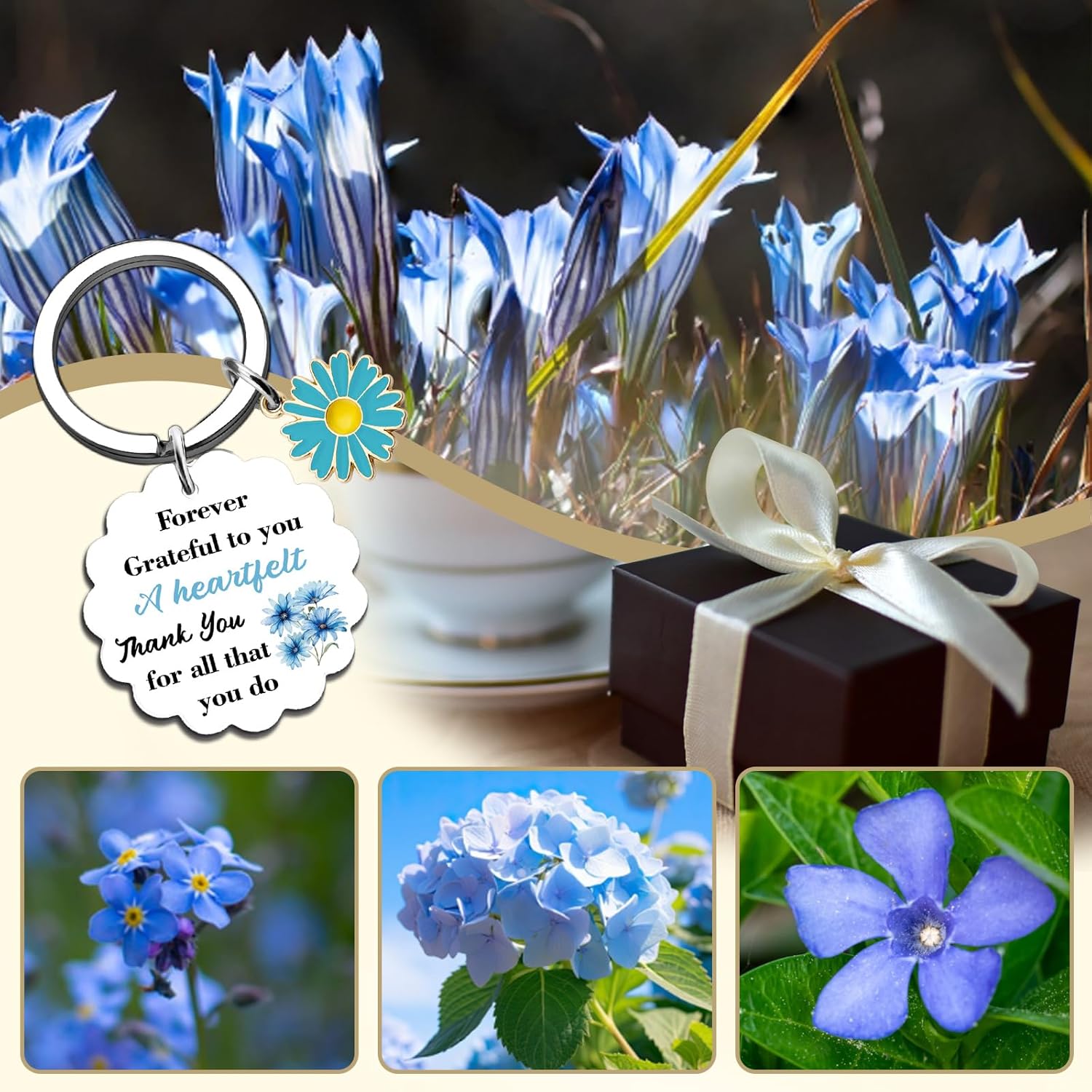 Appreciation Gifts for Coworkers Thank You Gifts Keychian Appreciation Gifts for Womens Thank You Gift for Women Friend Family Teacher Coworkers Birthday Christmas Thank You Gift Baskets Keyring - Image 7