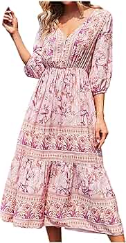 Robe Longue Portefeuille Imprimée Boho Boheme Chic DRESSL1692