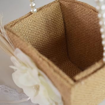 ATAILOVE Flower Girl Basket, Burlap Weddig Flower Basket for Flower Girl