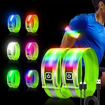 2 Pack Rechargeable LED Armbands for Running, High Visibility Reflective Running Gear, 6 Colors Light Up Armbands for Night Walking, Running Lights, Running Gift for Men Women