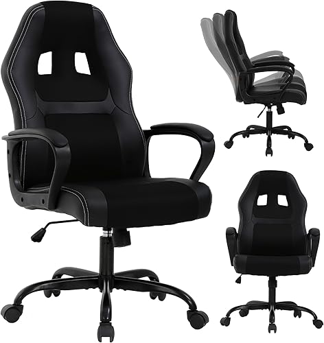 Miniatura 1 de Silla de videojuegos ergonómica, silla de oficina para computadora, silla de escritorio de cuero, silla de carreras, cómoda silla de masaje, silla