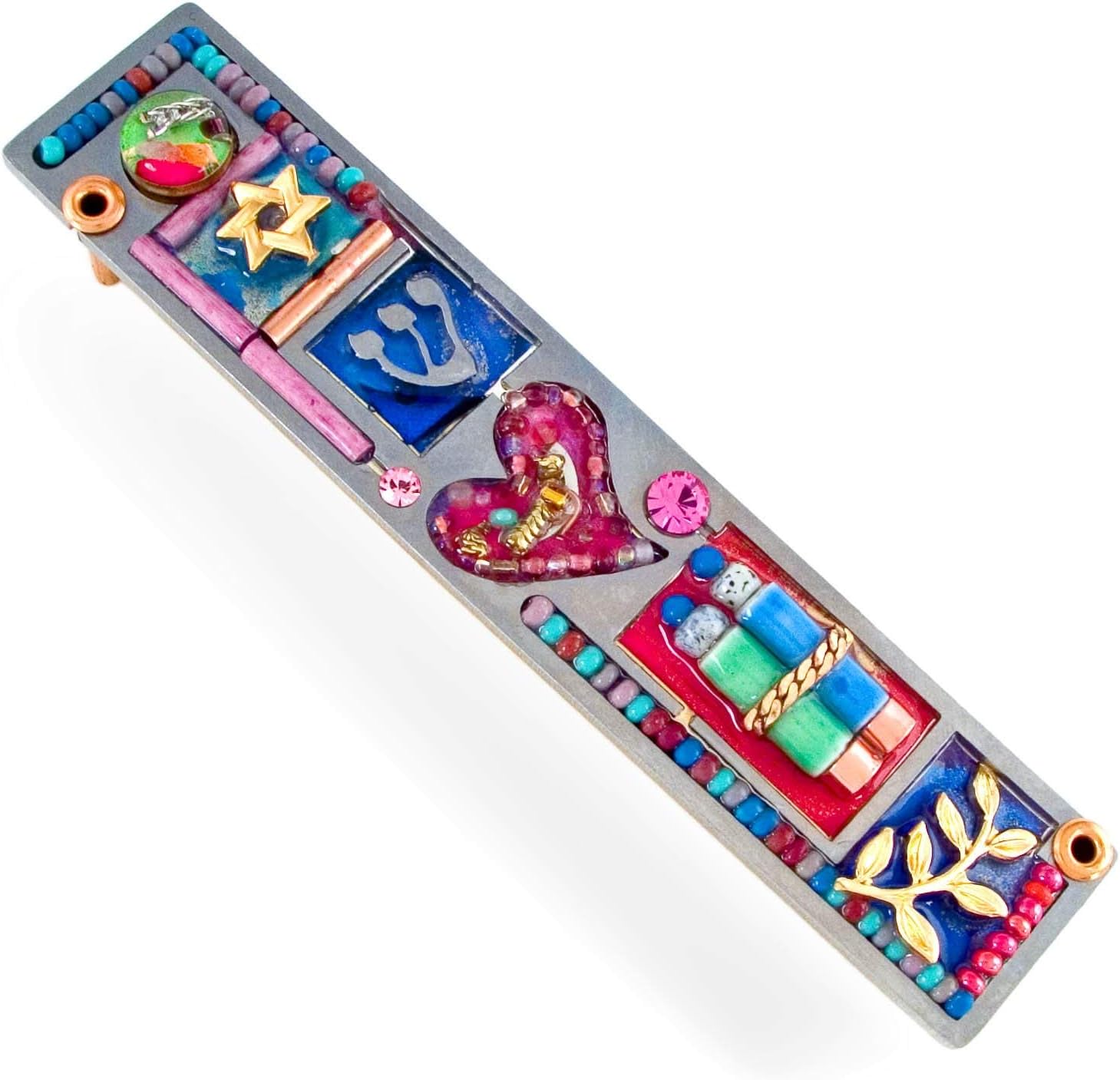 Seeka Colorful Heart & Torah Mezuzah - M0633