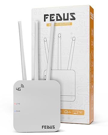 FEDUS 4G Sim Based Router with 5dbi Triple Antenna 150 Mbps Speed Plug and Play Unlocked Wi-Fi Router with SIM Card Slot No Configuration Required Support All 4G Sim Card, NVR, DVR, WiFi Camera
