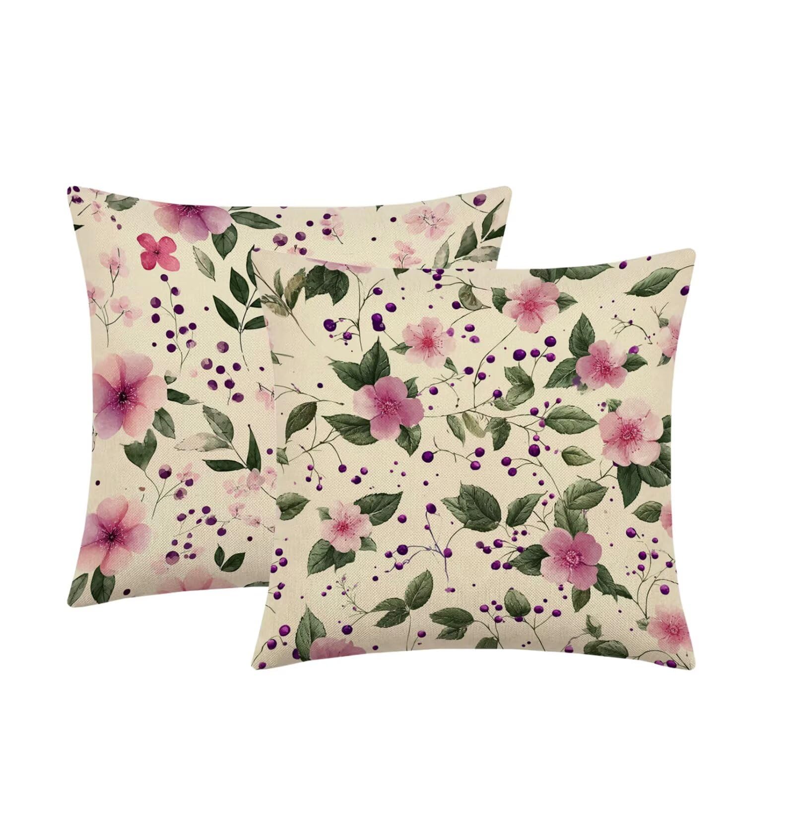 Kissenbezug 65x65cm Outdoor Kissen 2er Set Braun Blume-5 Samt Dekokissen