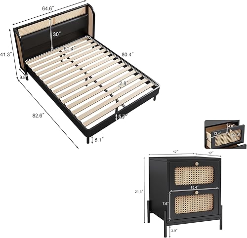 Miniatura 7 de Merax Modern Rustic Bedroom Set- Wood Bedroom Dresser with 3 Drawers,Wide Chest for Closet, Clothes, Kids, Baby, TV Stand Black