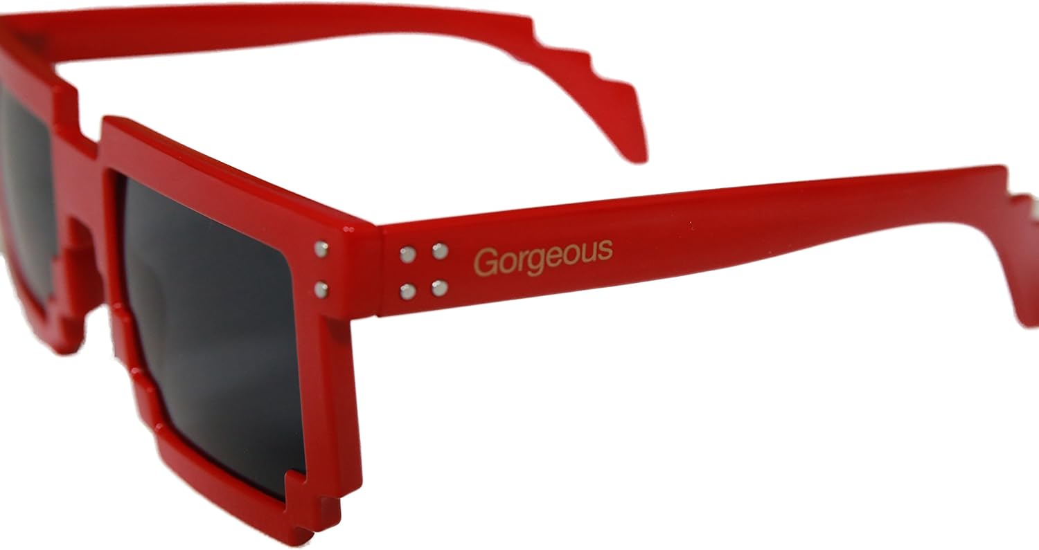 Amazon 8ビットサングラス ジェットダイスケ限定モデル ゴージャス Gorgeous 8bit サングラス 8bit Sunglasses モザイク ドットサングラス メガネ レッド オリジナルプリント 通販