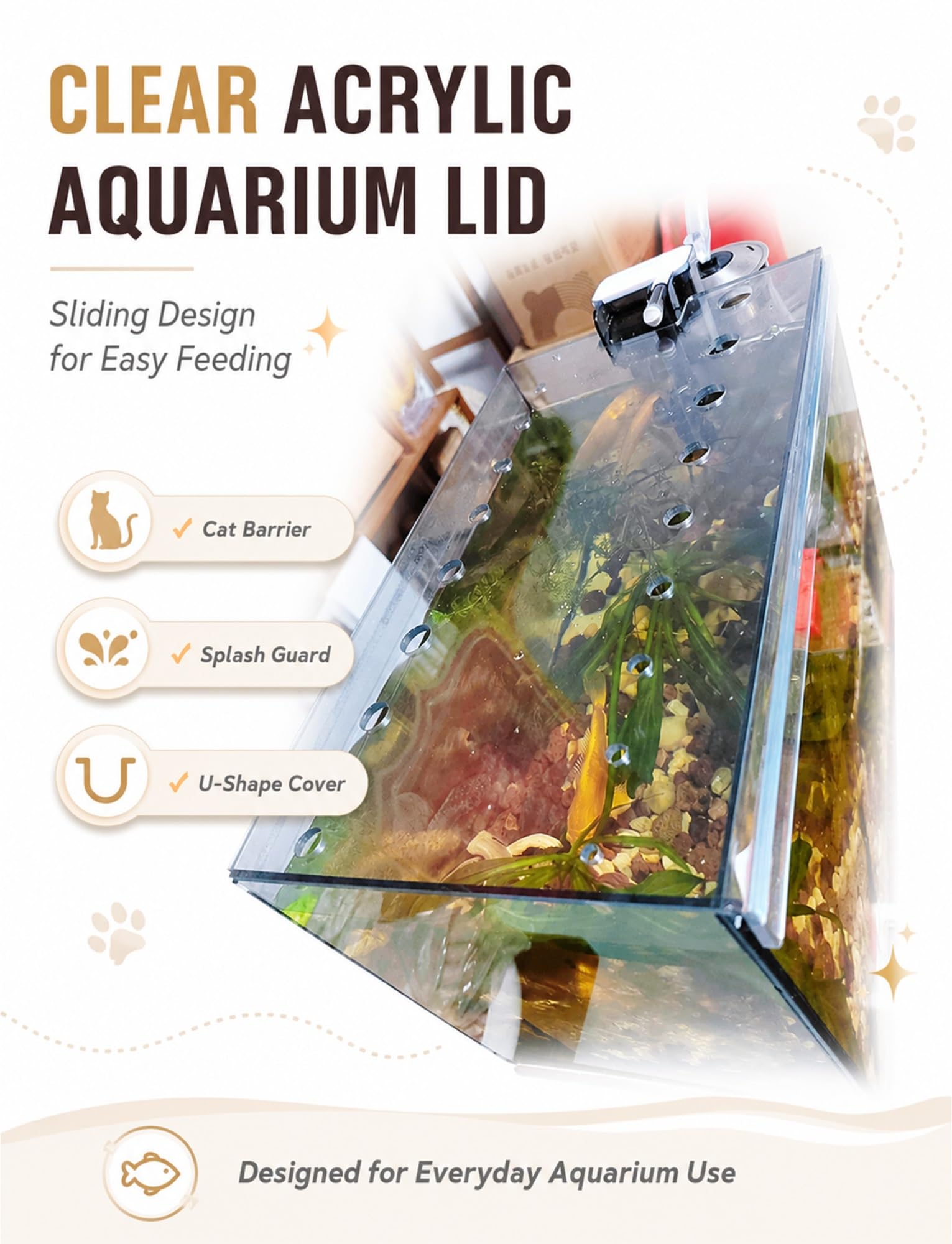 Akrylowa przesuwana pokrywka do akwarium | Wiele rozmiarów Przesuwana akrylowa osłona Otwory wentylacyjne Anti Jump Cat Proof(3 mm,11.8x8.0in/30cm x 20.4cm)
