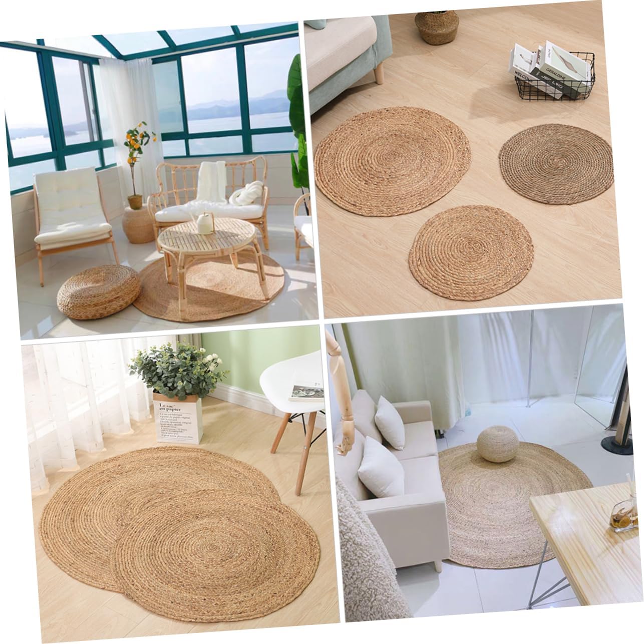 1pc Round Tatami Floor Mat Ground Mat for Living Room Bedroom and Office Decor Easy to Clean Handwoven Design for Home and Foyer Japanese Style Carpet