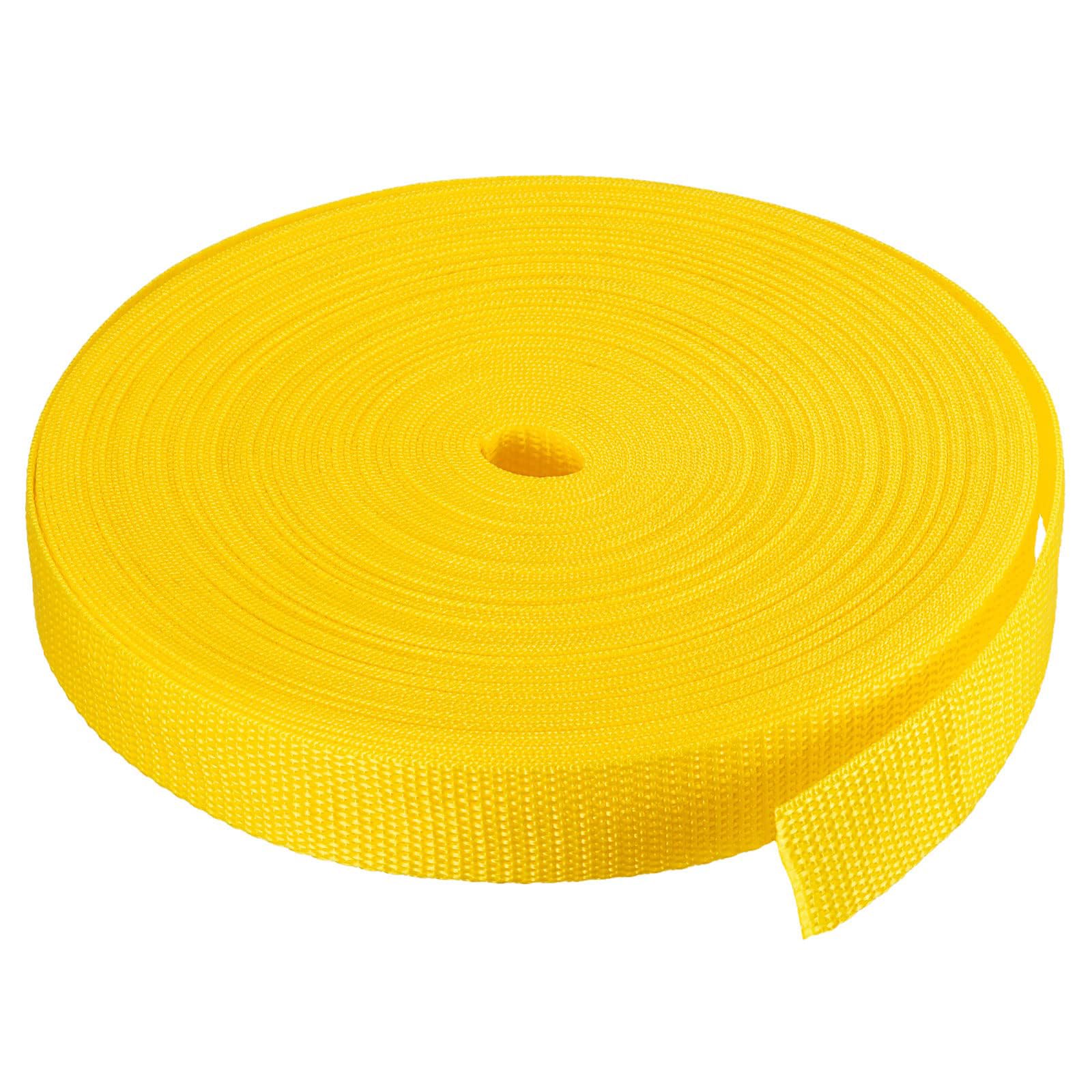MACHSWON 2.5cm Lightweight Polypropylene Webbing Strap 1" 25 Yards Dark Yellow Strapping Band for Outdoor