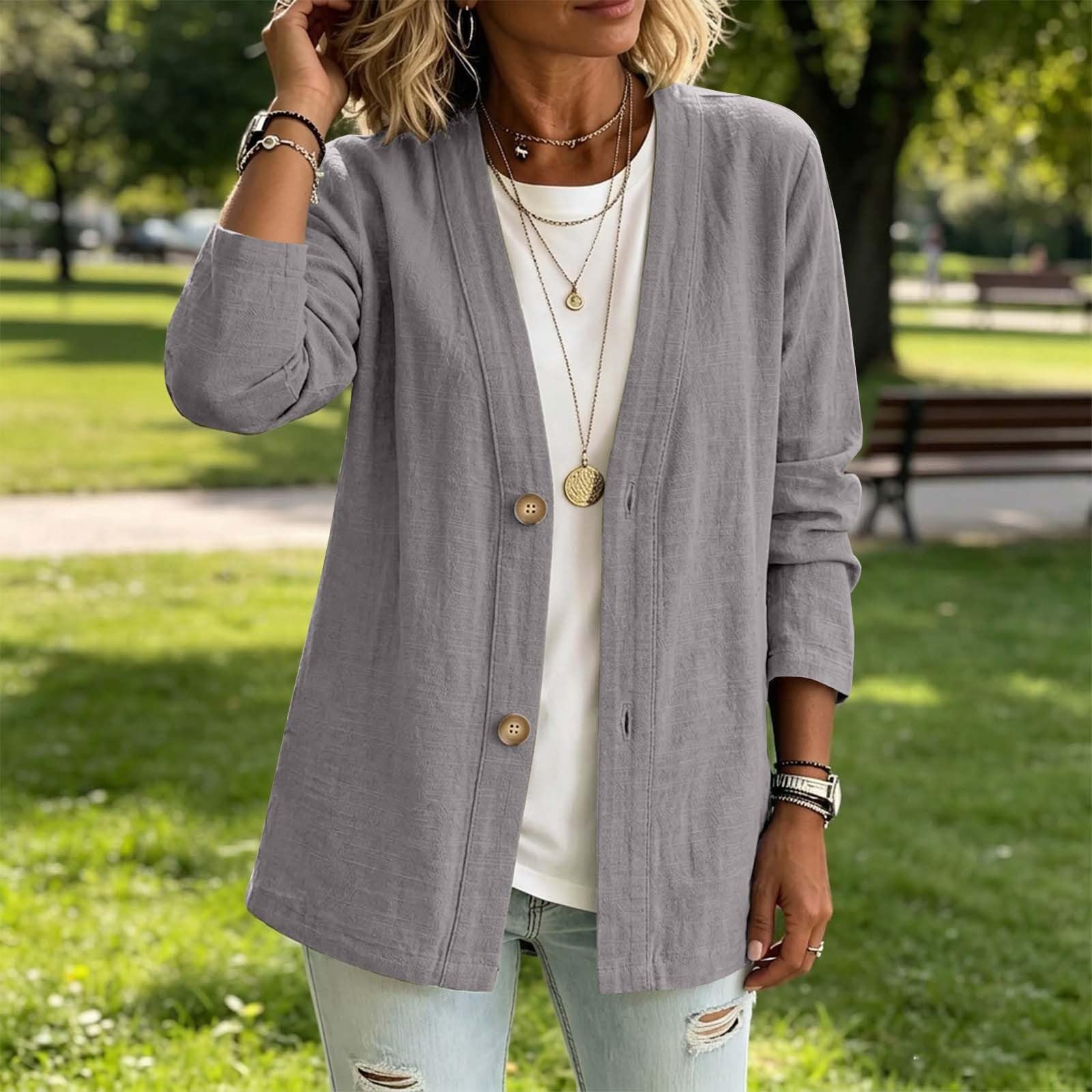 Cardigan da donna, traspirante, lavorato a maglia, aperto, per le mezze