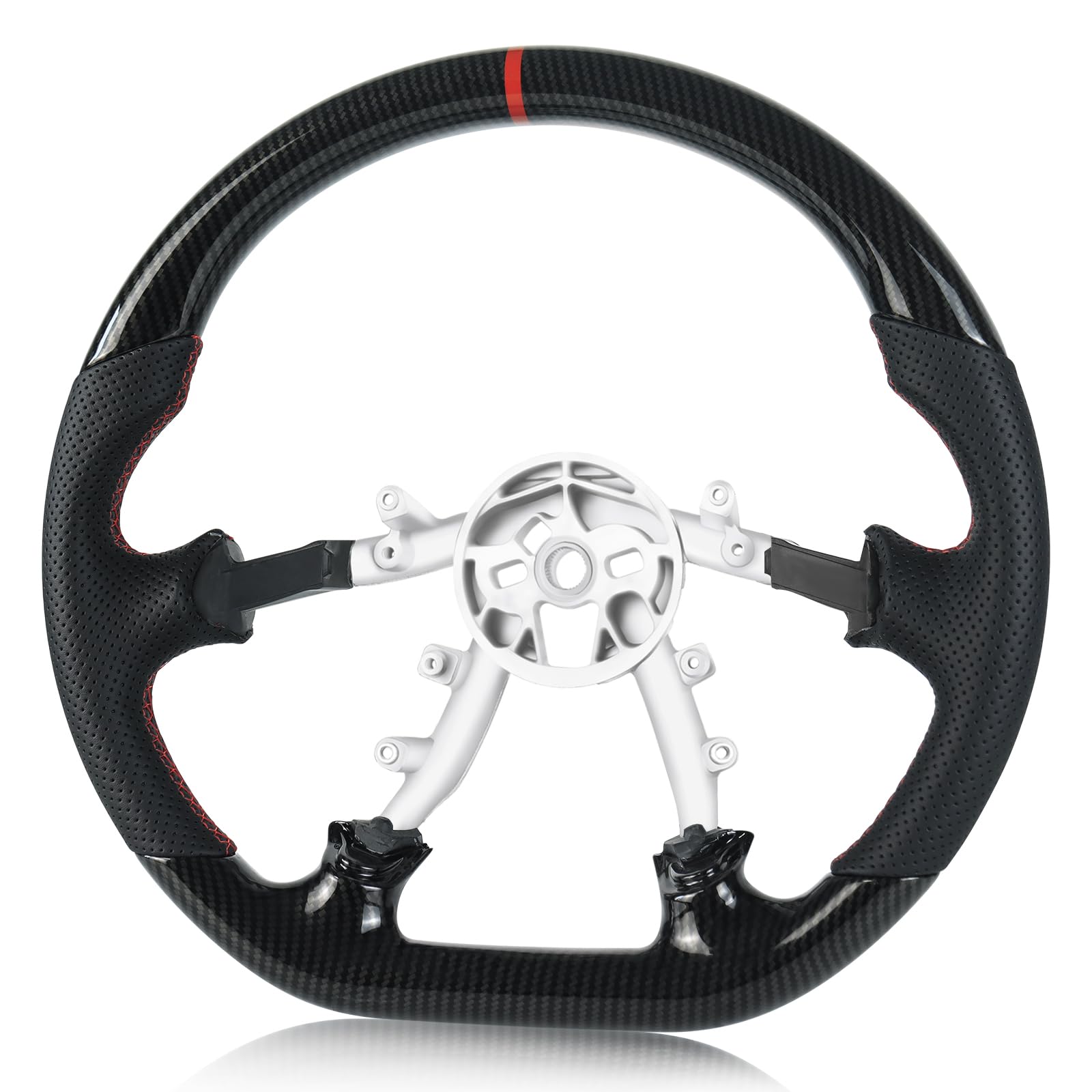 VOONKE Black Hydro-Dip Carbon Fiber For Chevrolet Corvette C5 D-shaped Flat-bottom Preforated Leather Grip Steering Wheel For Chevrolet C5 1997-2004 Z06