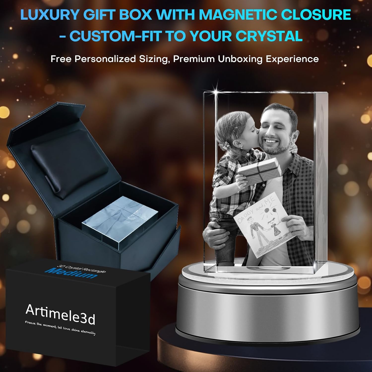 Personalized 3D Crystal Photo Gifts 3D Laser Picture Engraved Customized Picture Frames Crystal Anniversary Birthday Wedding Memorial Gift for Mom,Women,Wife,Men,Her,Husband,Grandma - Image 7