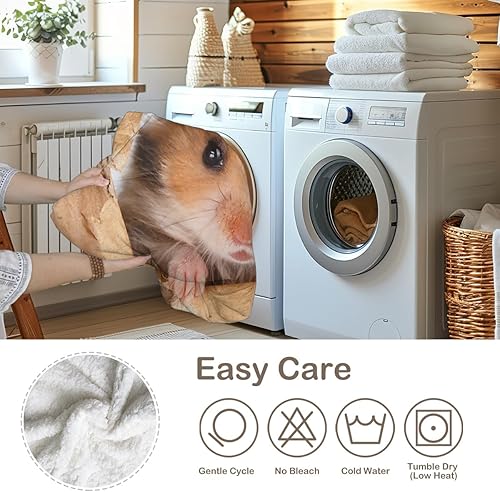 Miniatura 8 de Sleepwish Manta de hámster para niños, manta de felpa de ratón marrón, manta 3D de forro polar, mullida, suave, cálida y acogedora manta para sofá