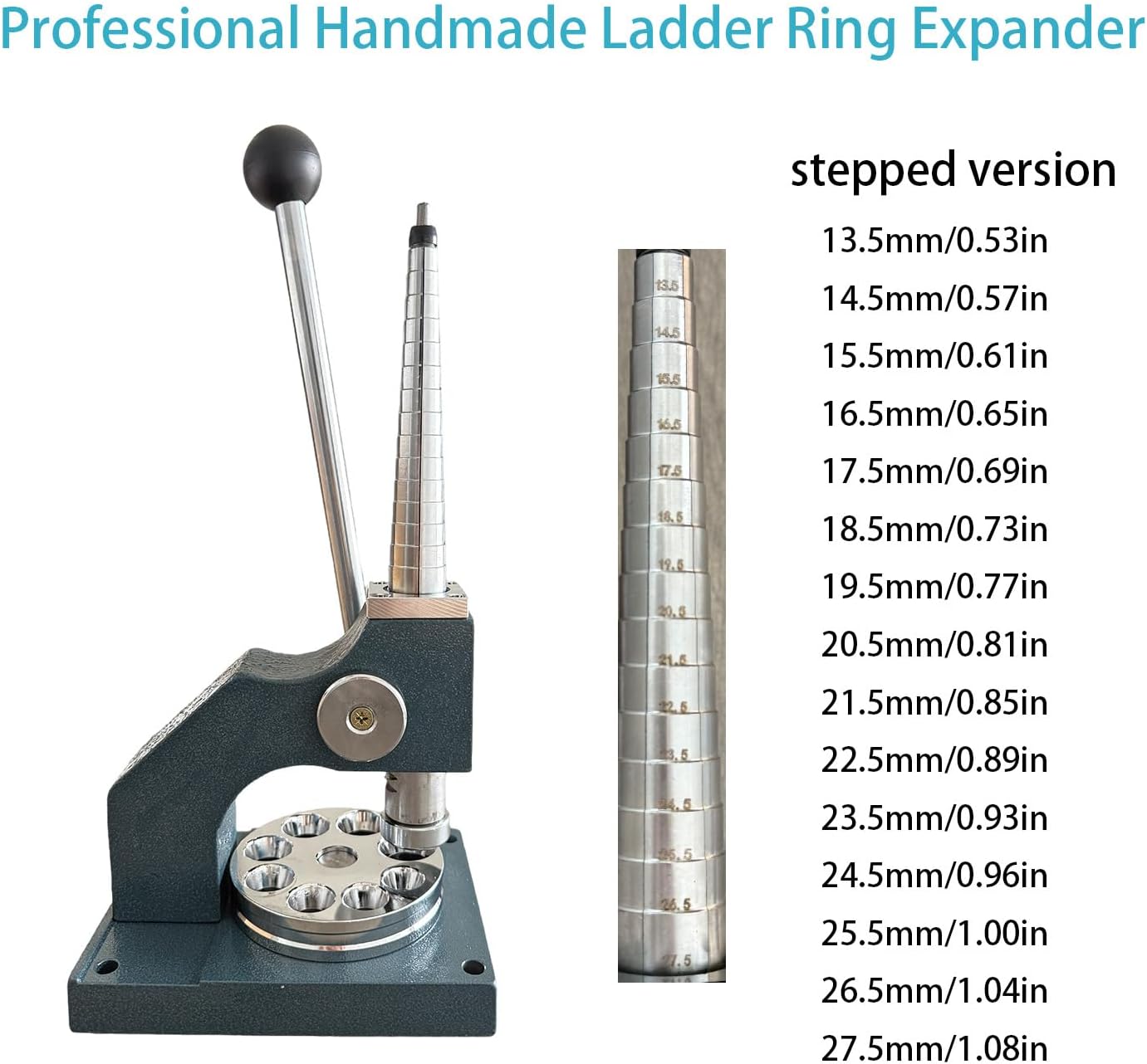 PTKTLAM Professional Steps Ring Stretching and Shrinking Tool - Jewelry Ring Expander for Size Adjustment, Includes 16 Shrinking Dies in an Adjustable Size Set - Jewelry Repair: Ring Sizer