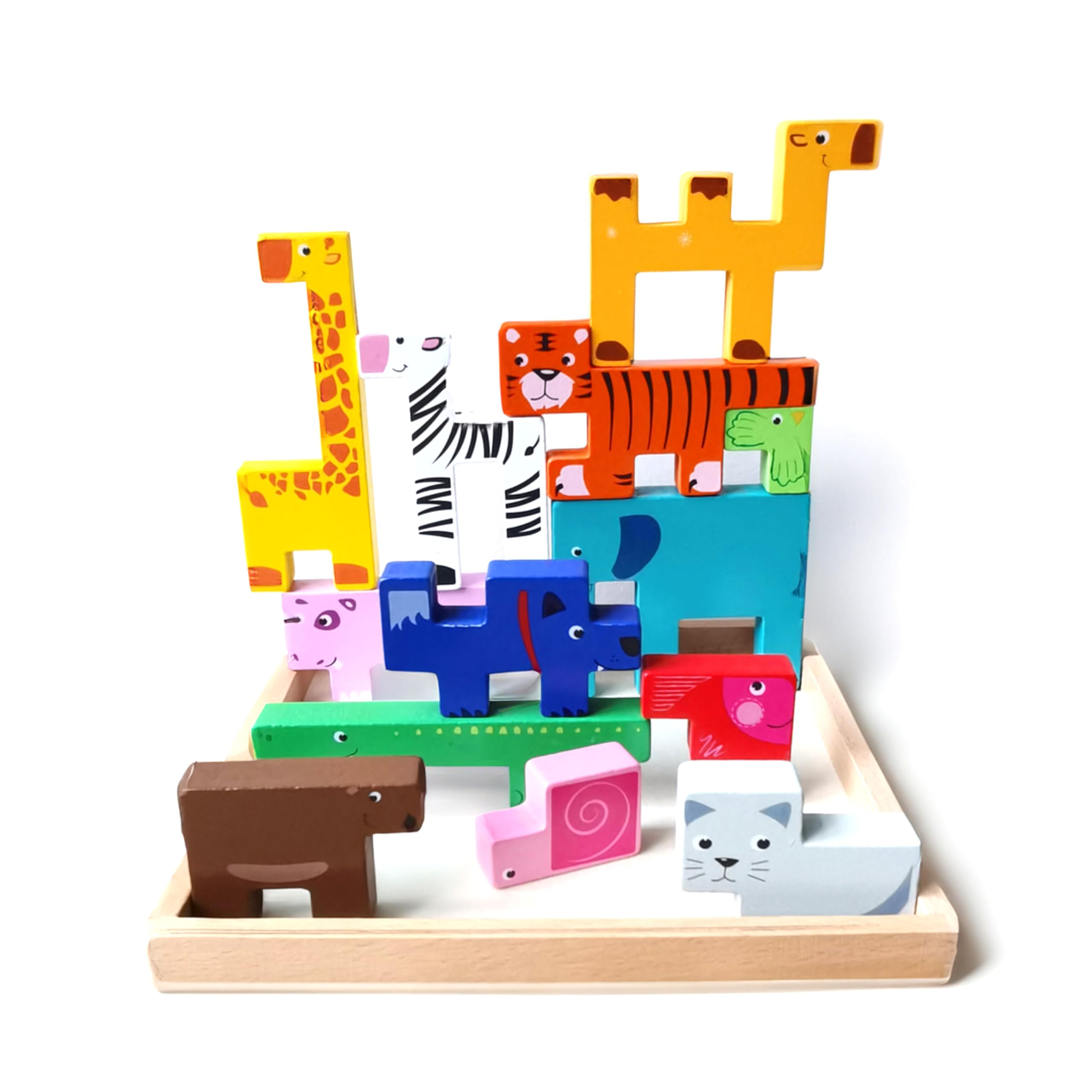 BEACENOV Montessori Wooden Animal Jigsaw Puzzle Toy for Toddler,Montessori Educational Toy for Baby Boy or Girl Gift,Cute Animal Block Puzzles for Kids,Wooden Jigsaw Puzzles for Toddler 2 3 4 Year Old