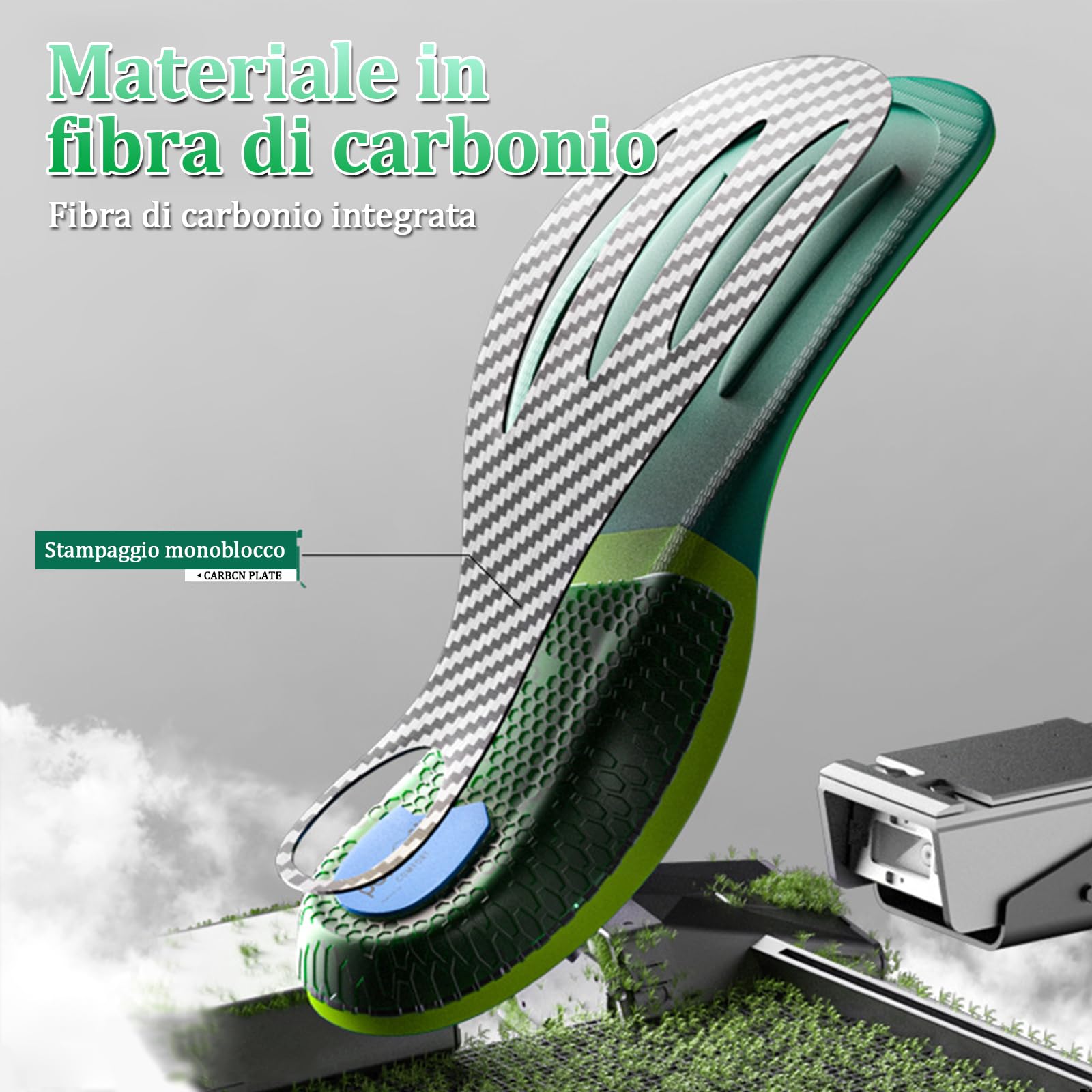 Plantilla de Fibra de Carbono, plantilla deportiva profesional con alta resiliencia y absorción de impactos - Soporte de arco para correr, entrenamiento intensivo y actividades deportivas