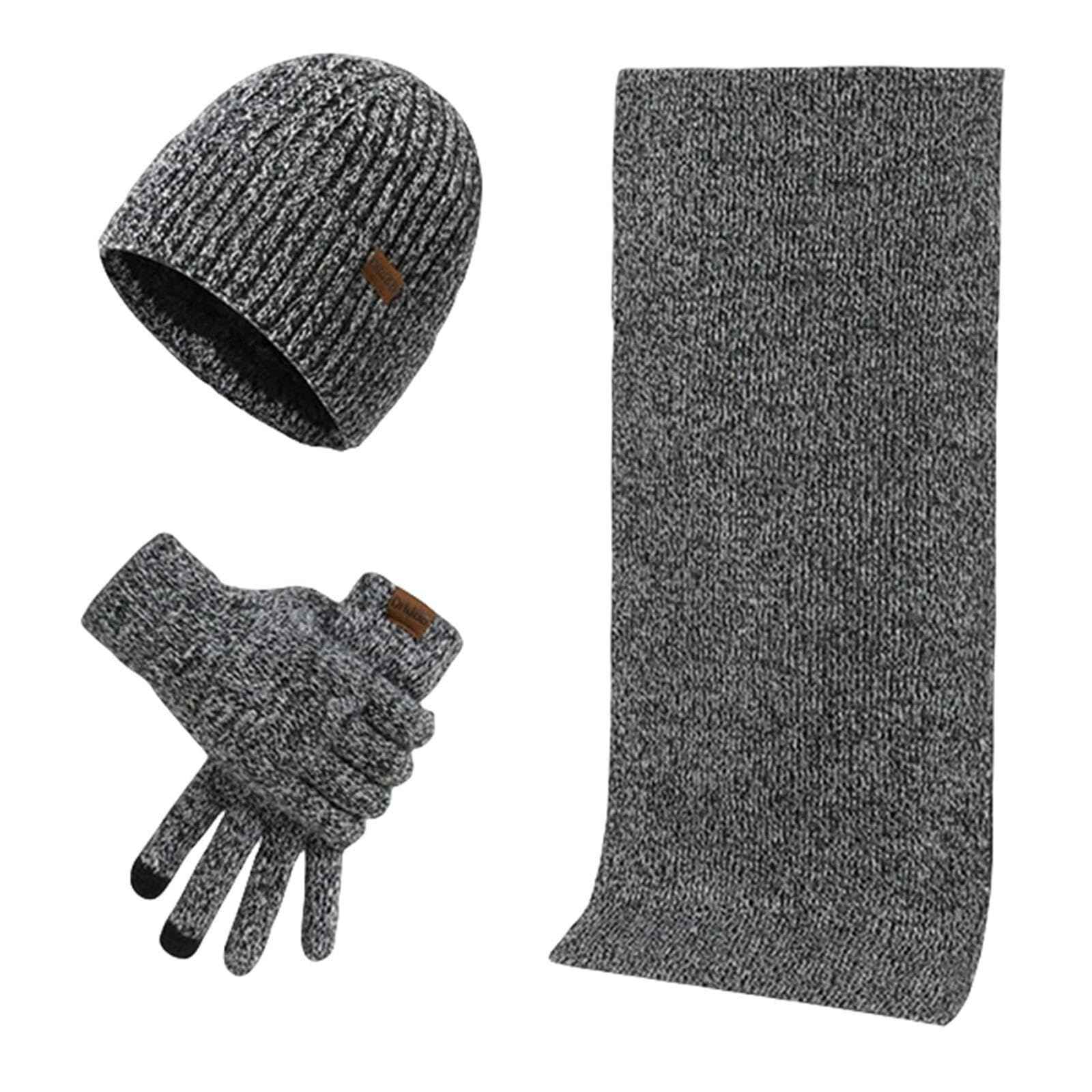 Set Sciarpa Cappello Guanti Inverno Uomo Esterno Casual Business Caldo Cappello Confortevole E Morbido