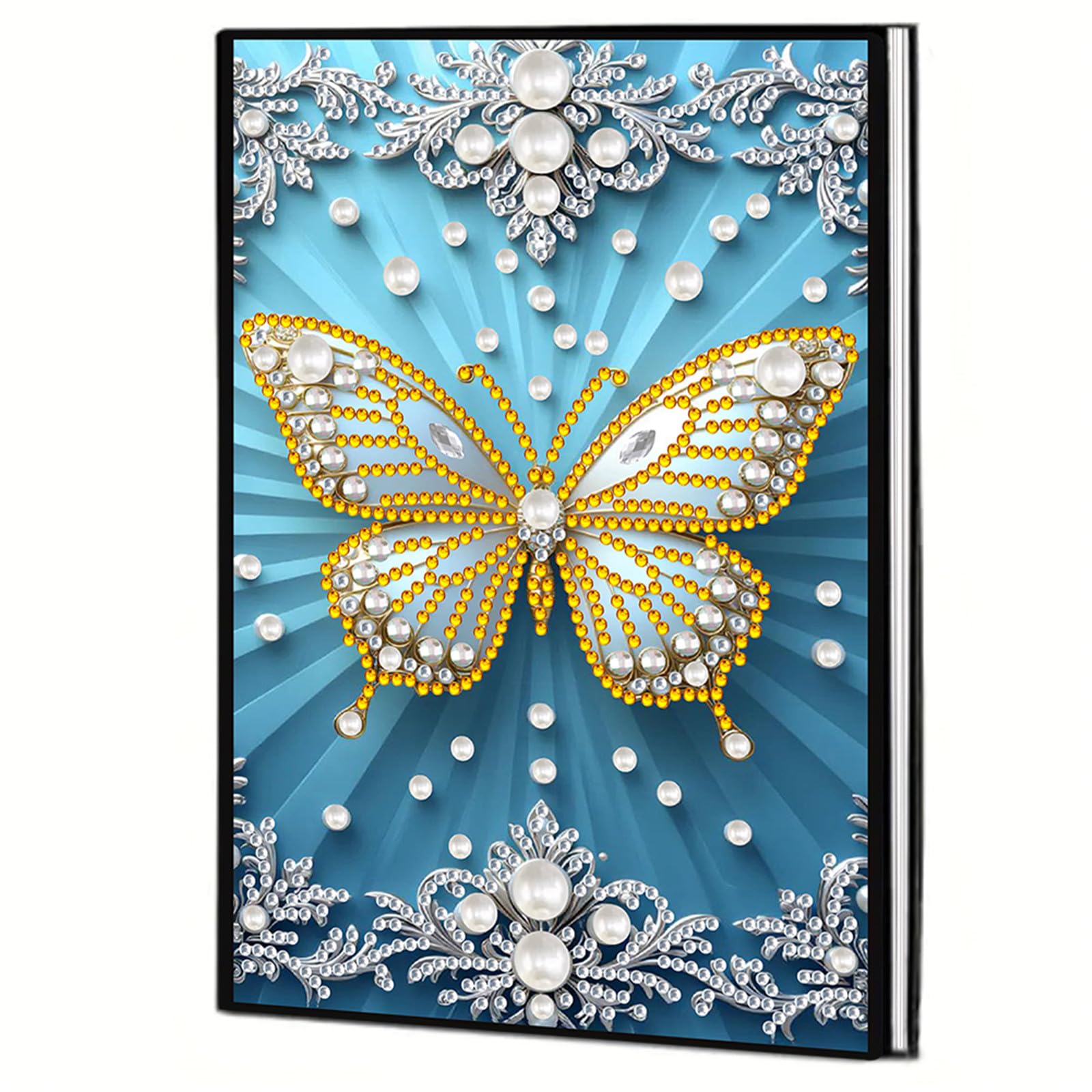 Diamond Art Notebooks — A5 Special Shape Diamonds Dot Painting Journal 50 Pages, DIY Gem Painting Kit Diamond Art Book Sketchbook Craft Gift for Adults Beginners(Butterfly)