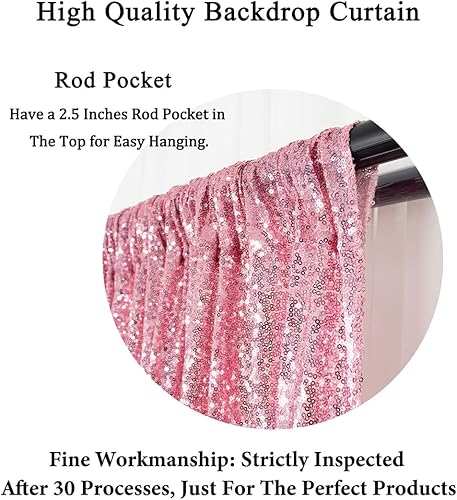 Miniatura 4 de DUOBAO Telón de fondo de lentejuelas, oro rosa de 4 x 8 pies, material premium, sin costuras, elegante y brillante, telón de fondo personalizado con