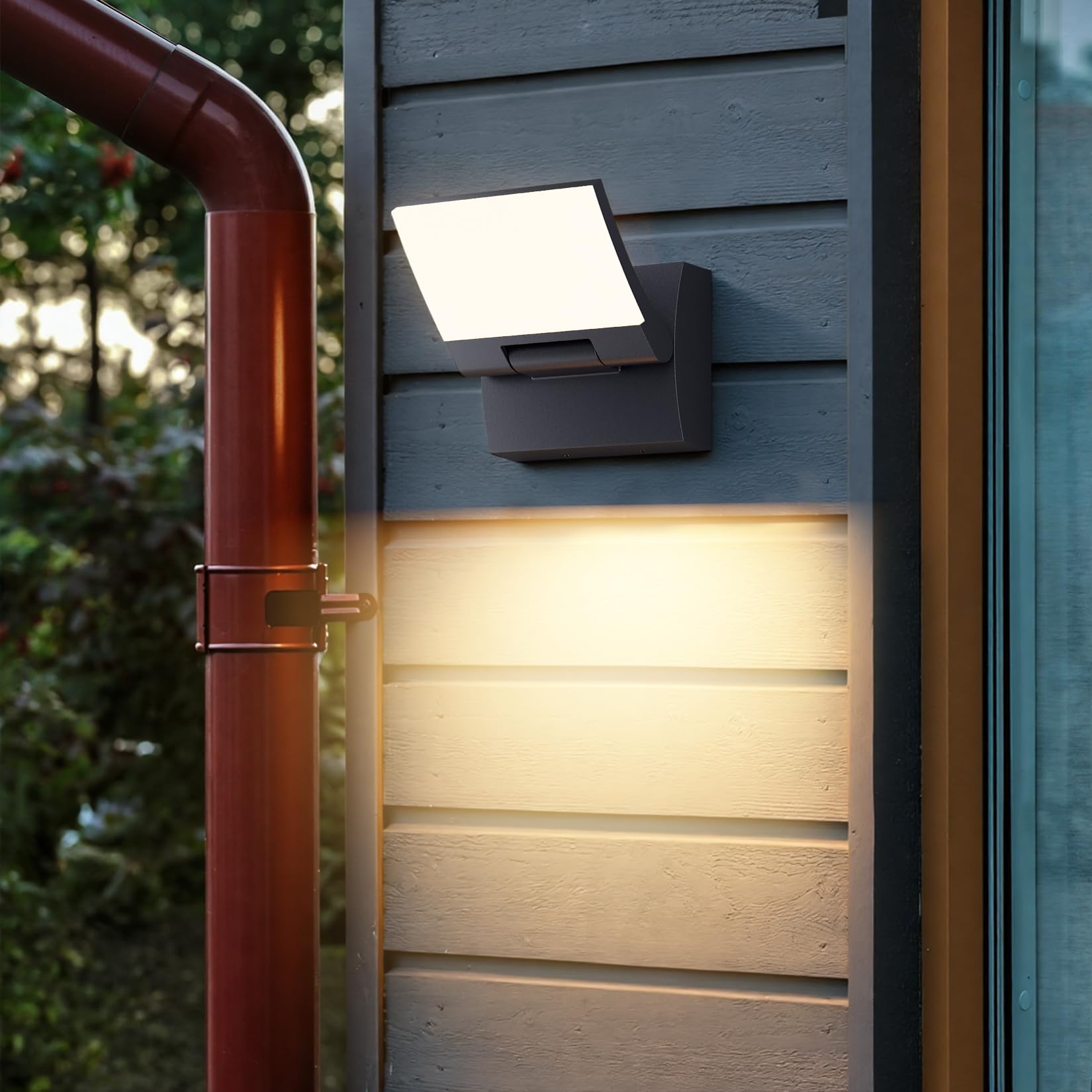 K-Bright Lámpara de Pared LED 30W Exterior/Interior, Antracita,3000K | Panel orientado 180°con protección IP65, Aluminio + PC, 144LED 2000lm para exteriores e interiores (Entrada, terraza, jardín)