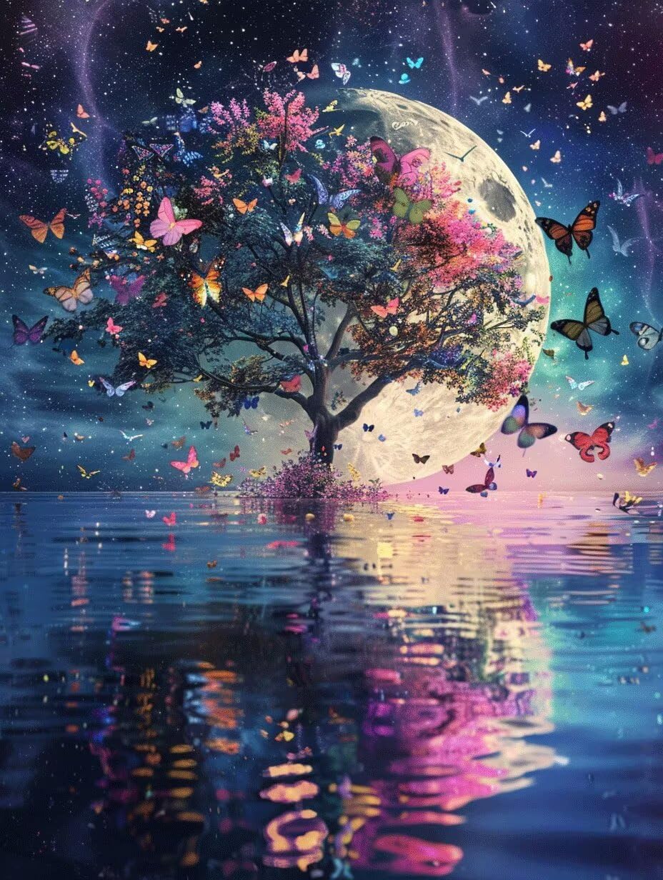 Manualidades Pintura con Numeros para Adultos Kit DIY Árbol Grande Sin Marco 90x120cm 8